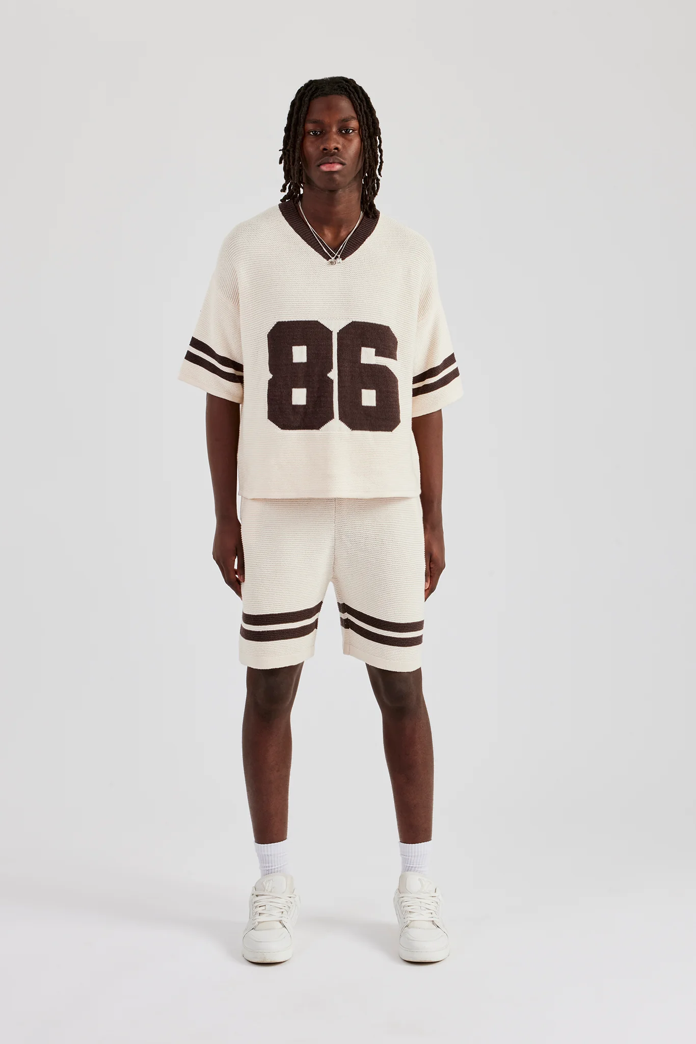 Oversized Boxy Knitted Jersey & Short - Off White - Image 2