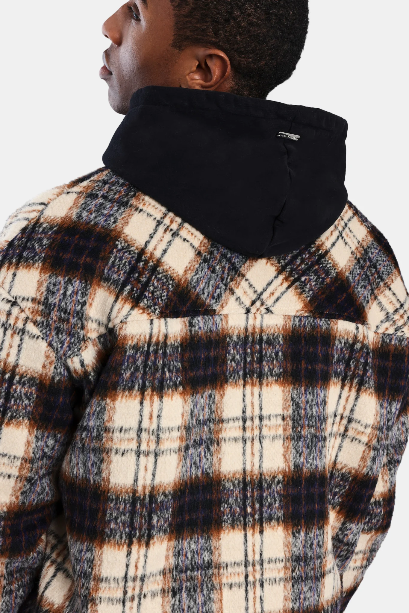 Oversized Brushed Check Overshirt - Beige - Image 3