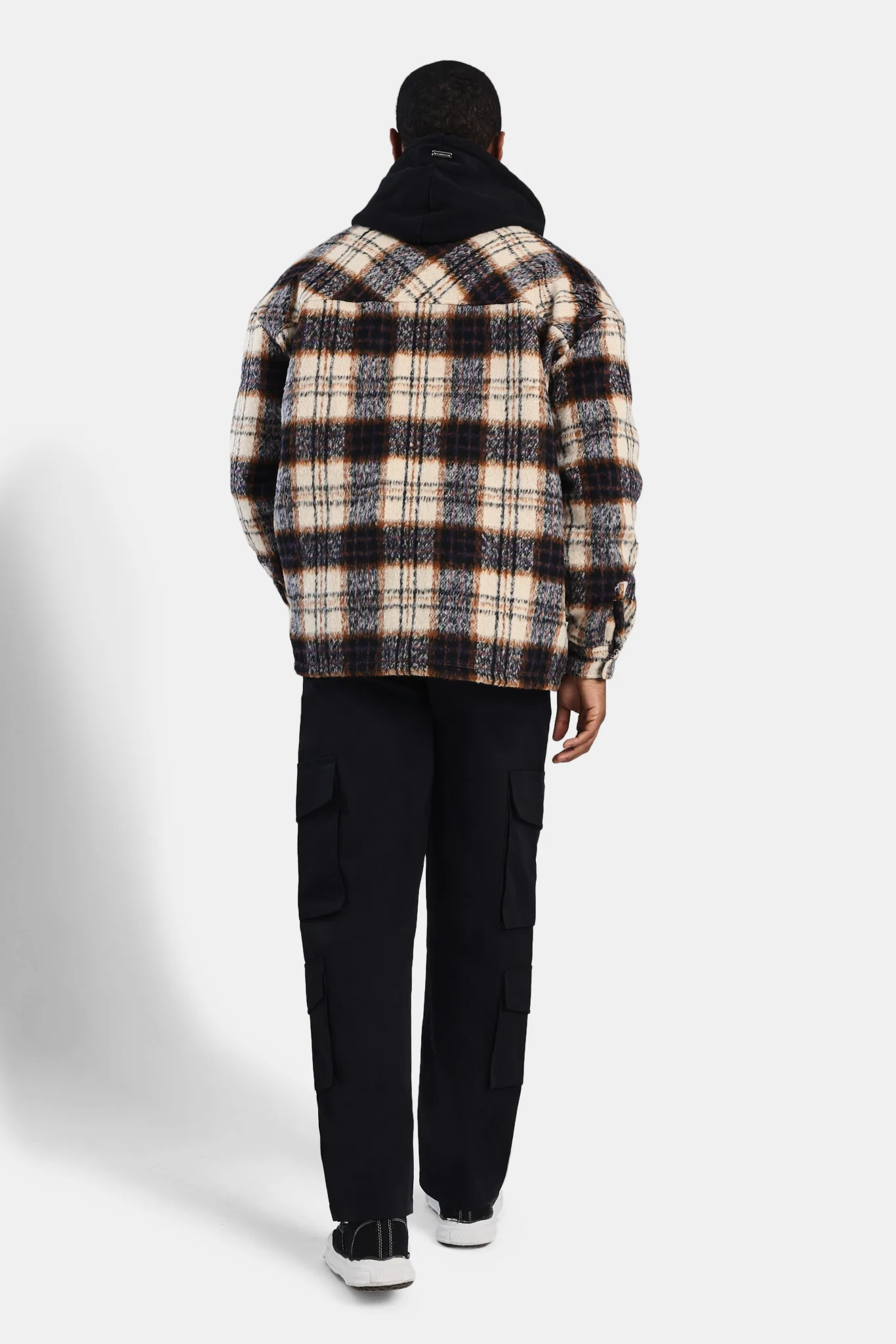 Oversized Brushed Check Overshirt - Beige - Image 4