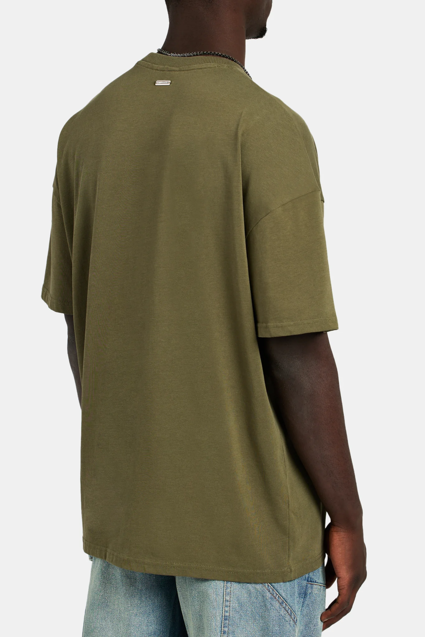 Oversized C 3D Embroidered T-Shirt - Khaki - Image 4