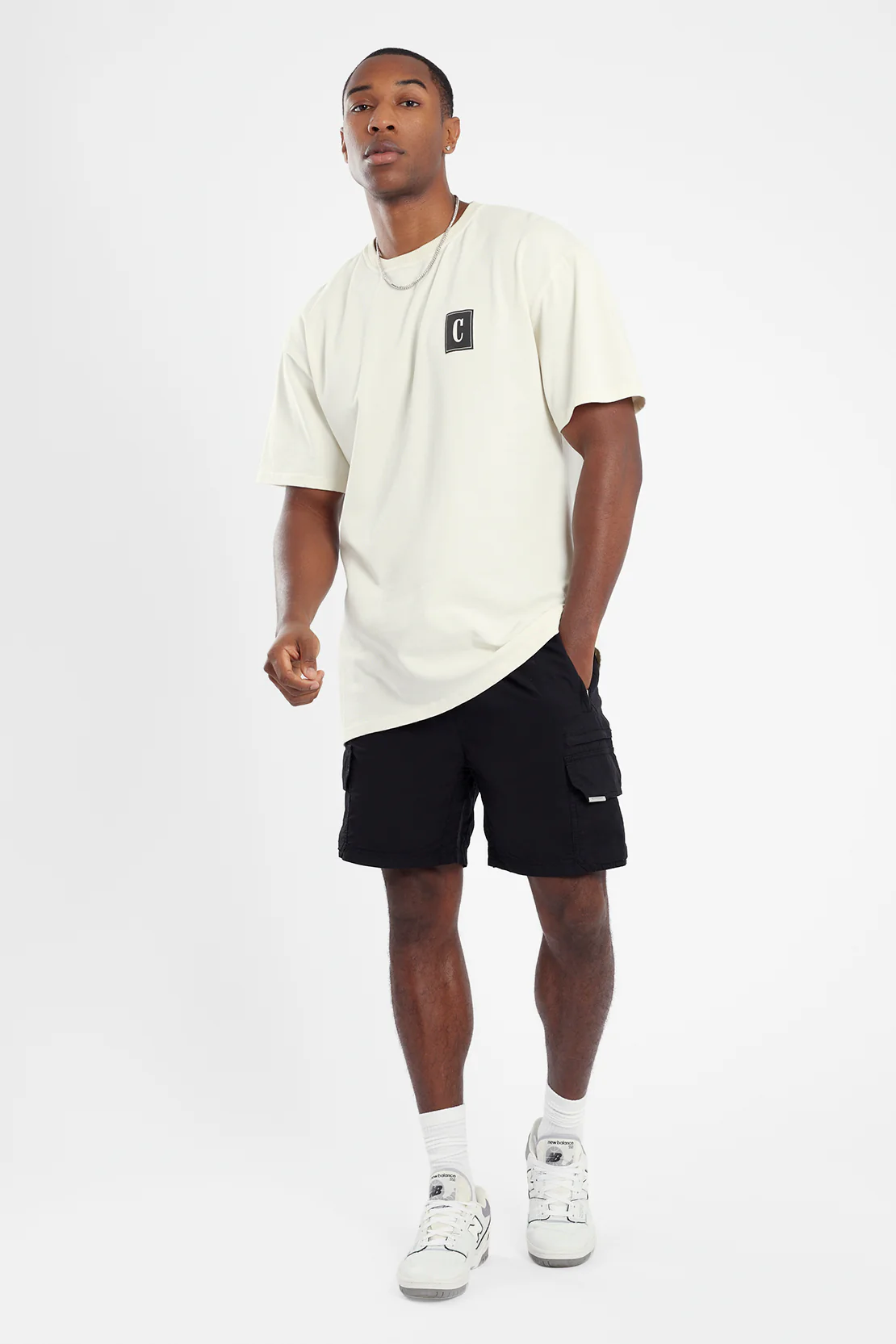 Oversized C Logo T-Shirt - Cream - Image 4