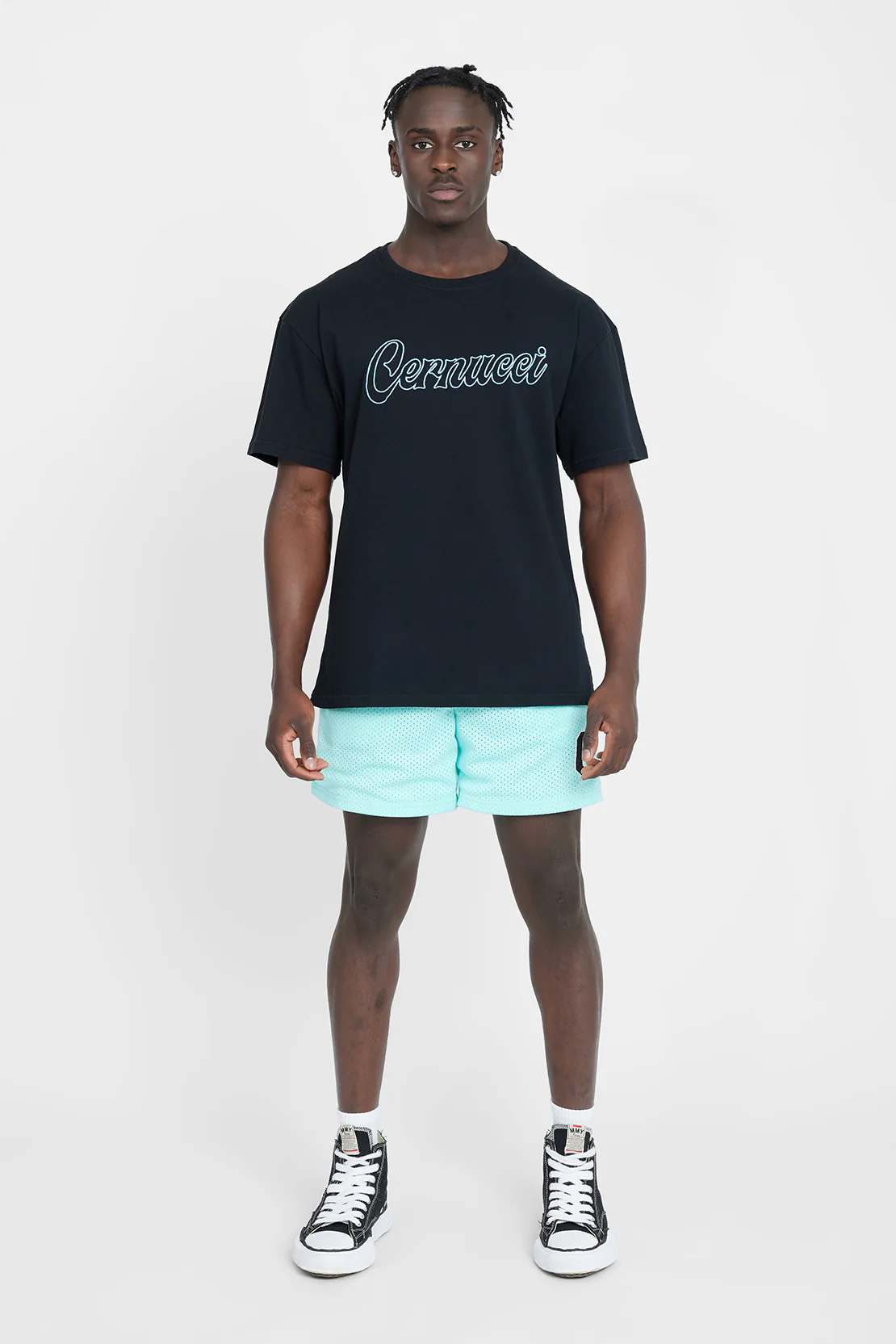 Oversized Cernucci Outline T-Shirt - Black - Image 3