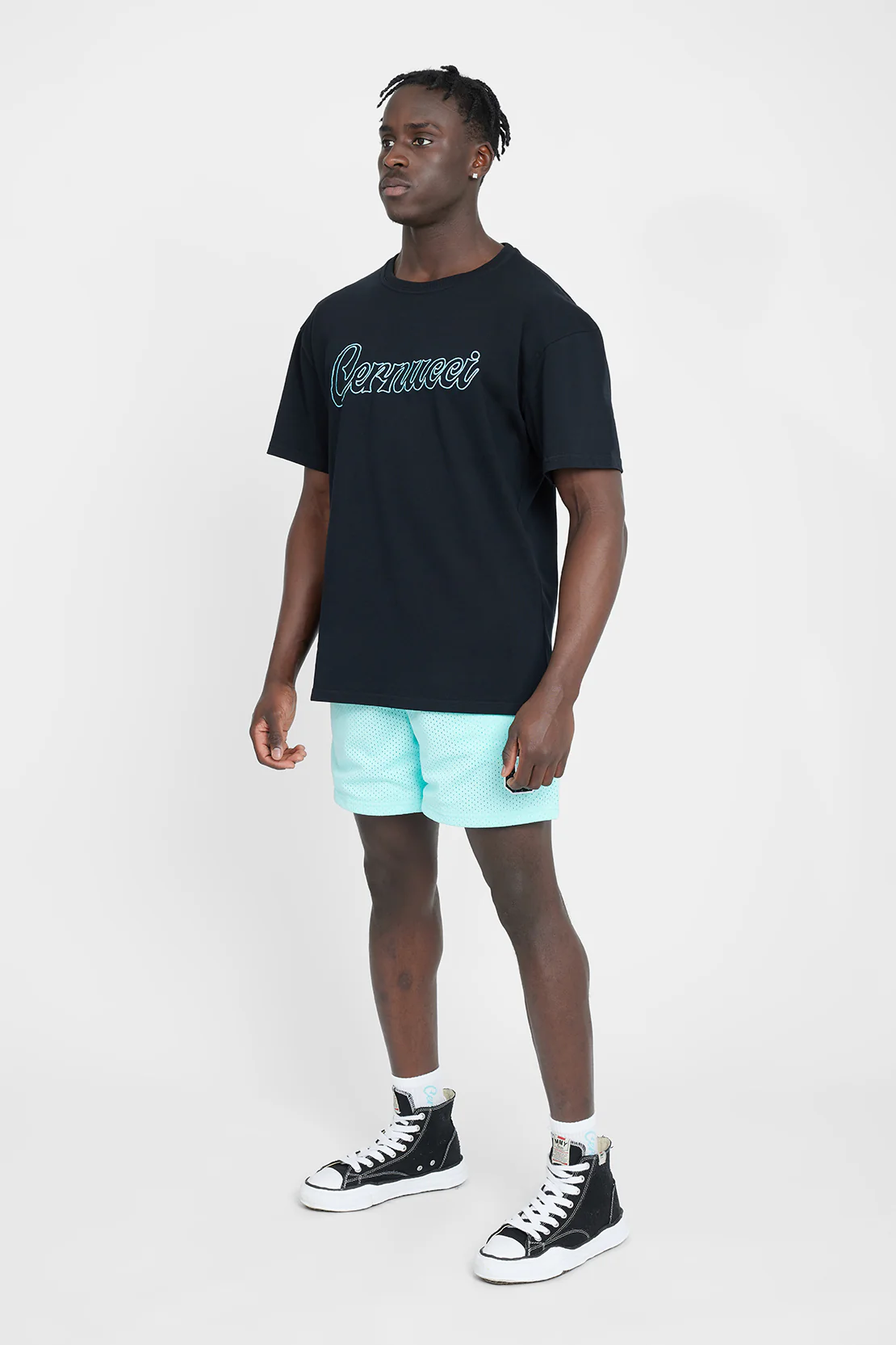 Oversized Cernucci Outline T-Shirt - Black - Image 4