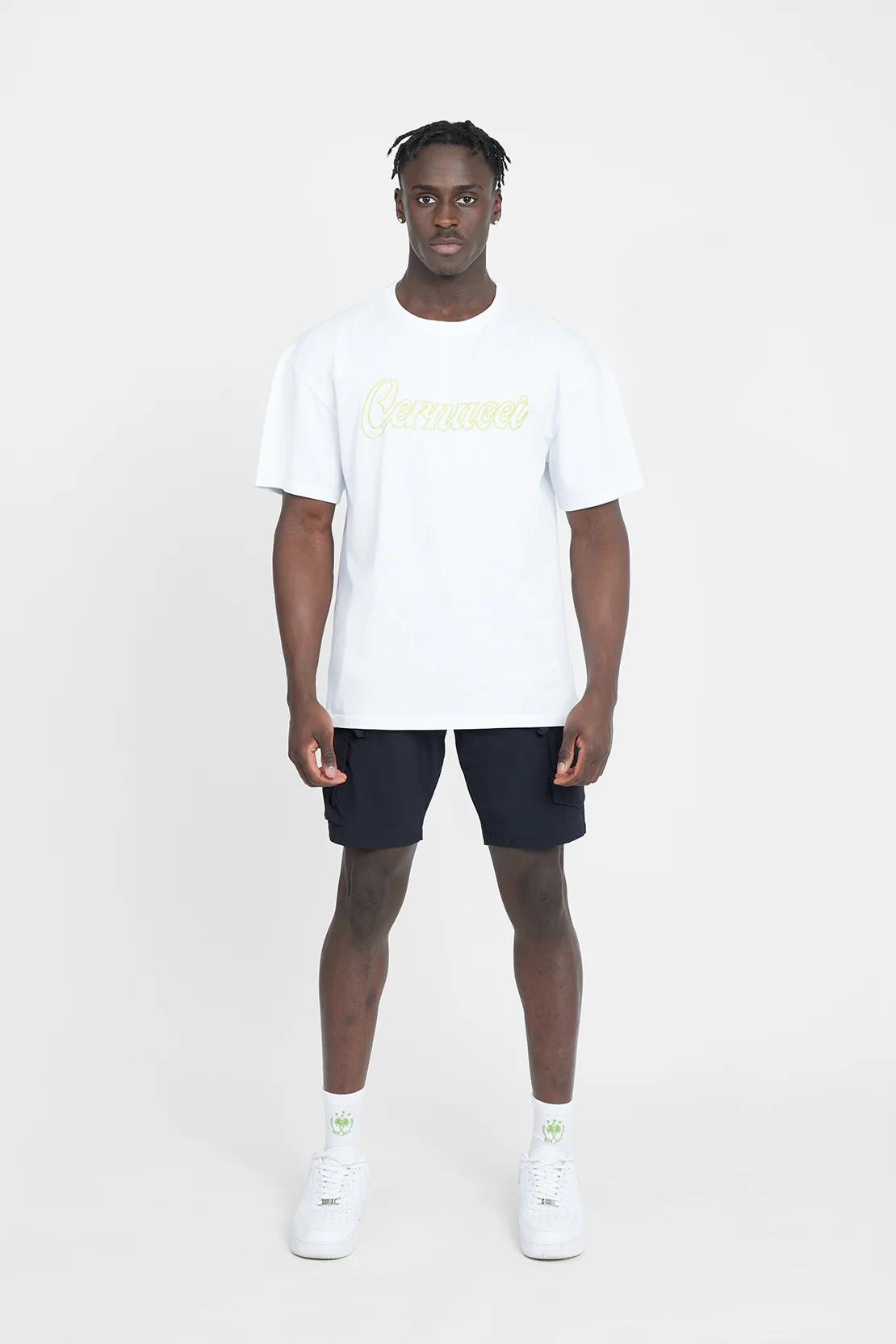 Oversized Cernucci Outline T-Shirt - White - Image 4