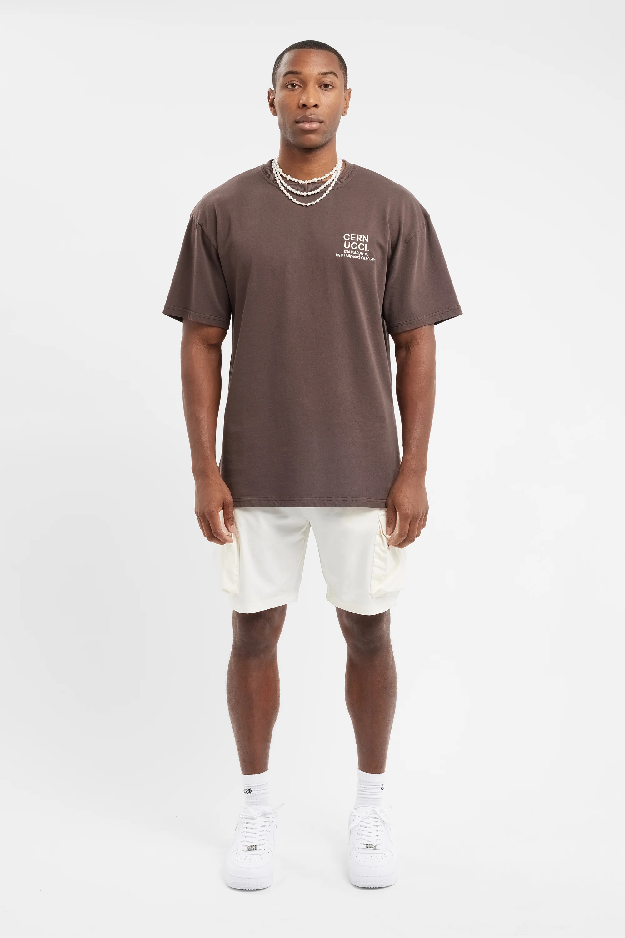 Oversized Cernucci Text T-Shirt - Chocolate - Image 2