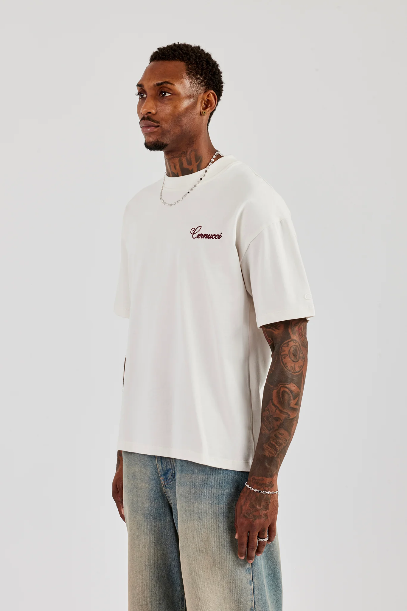 Oversized Contrast Logo T-Shirt - Off White - Image 3