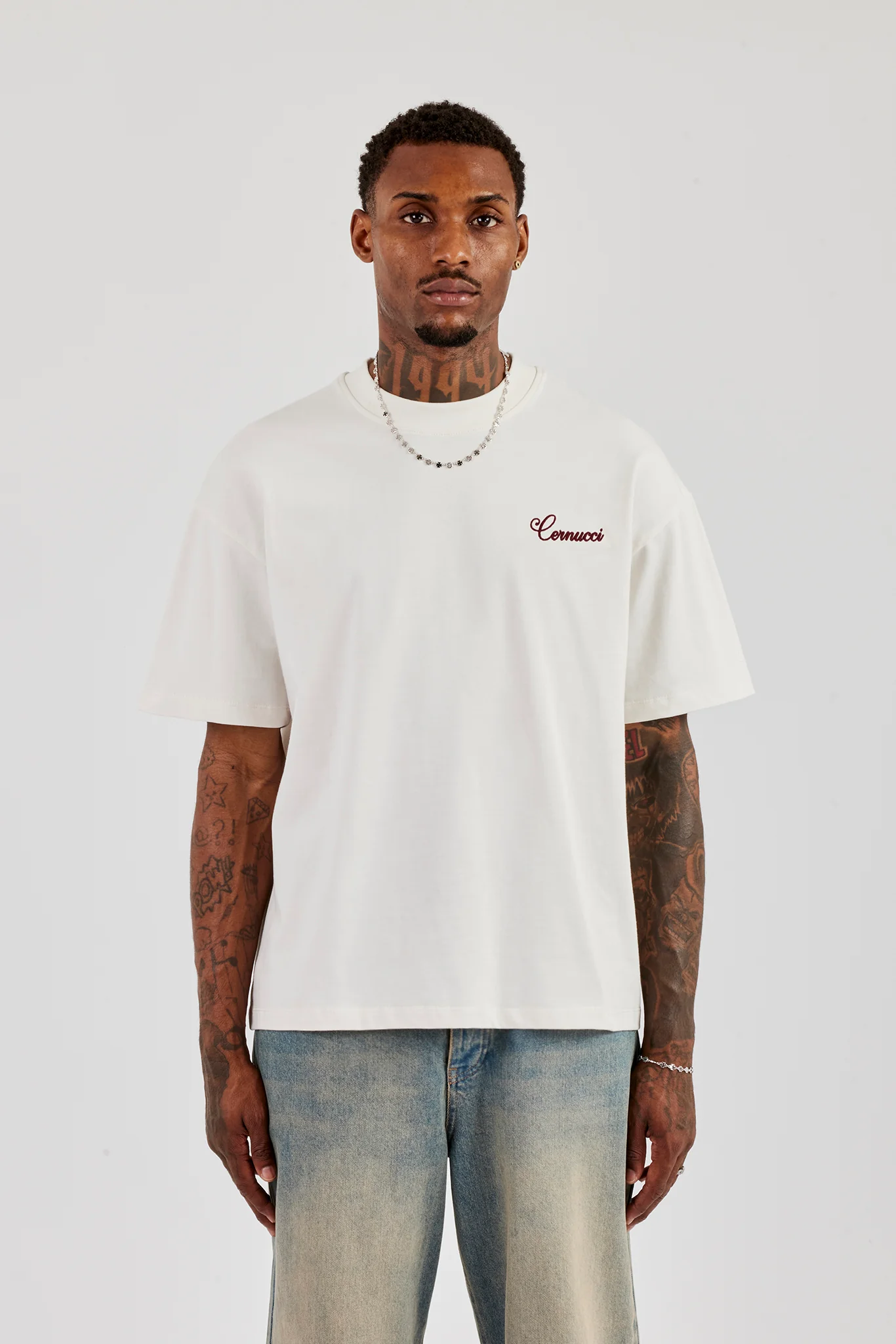 Oversized Contrast Logo T-Shirt - Off White - Image 4