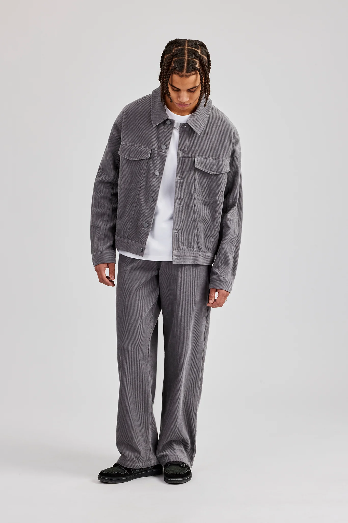 Oversized Cord Jacket - Grey - Image 2