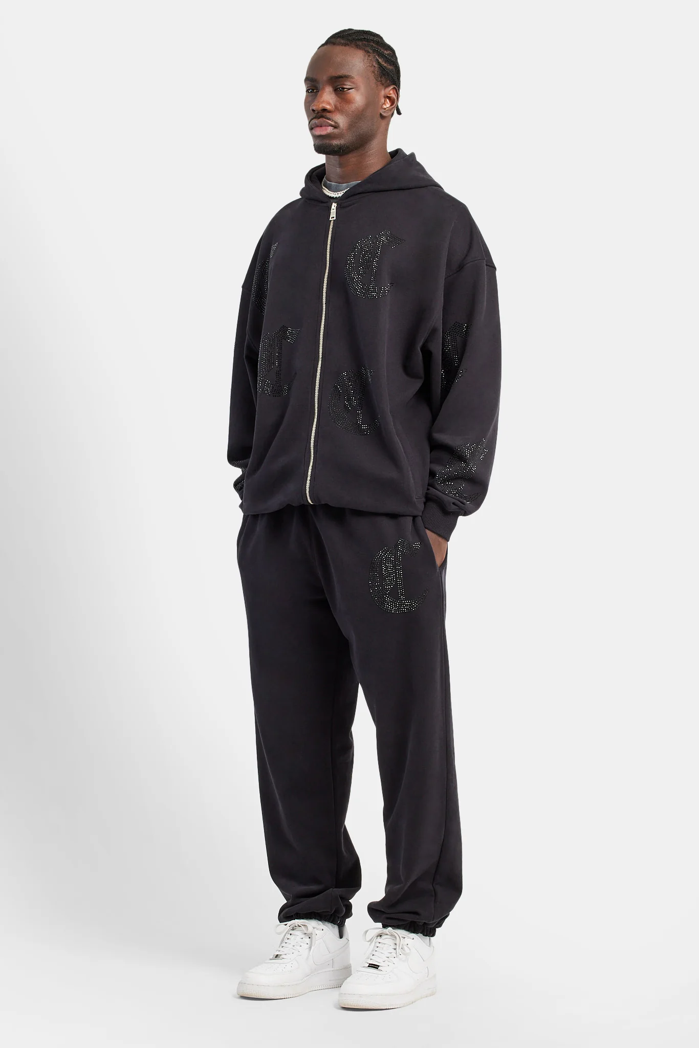 Oversized Rhinestone Joggers - Black - Image 2