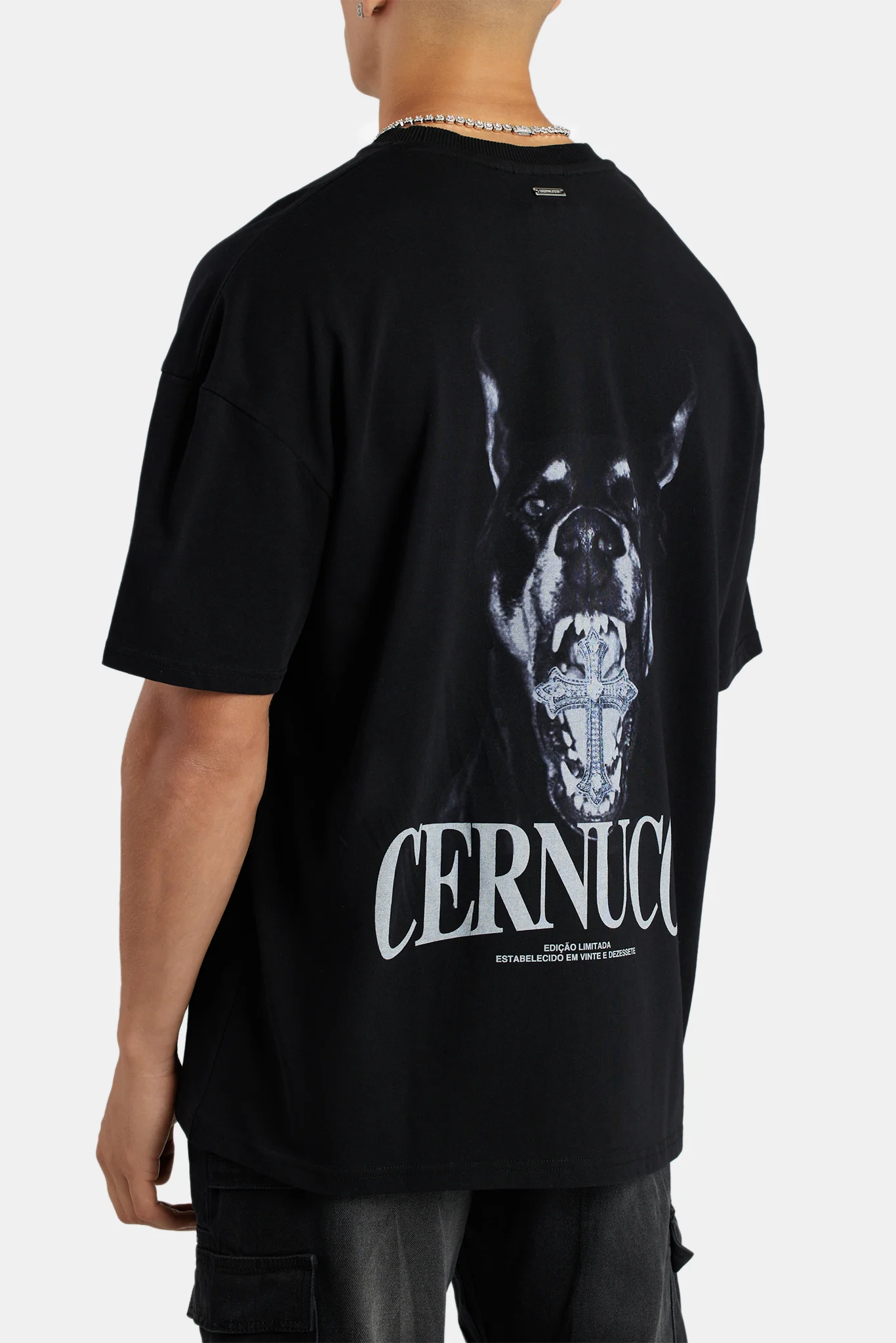 Oversized Dobermann Graphic T-Shirt - Black - Image 3