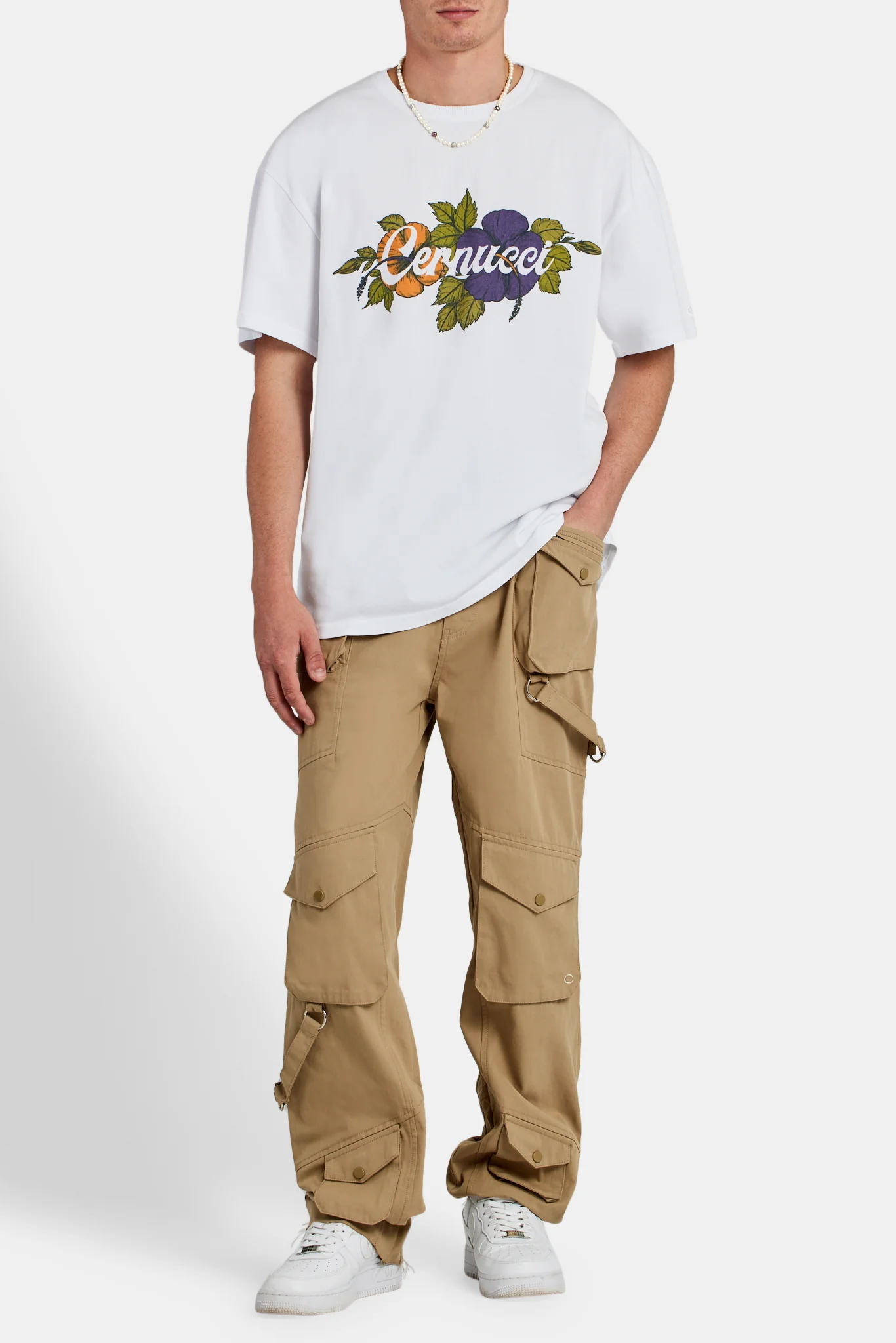Oversized Floral Print T-Shirt - White - Image 2