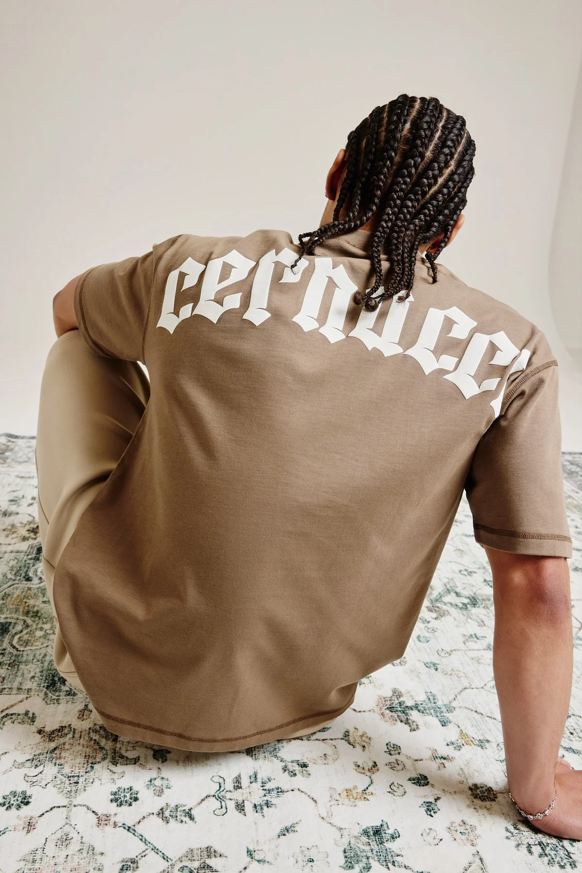 Gothic Print T-Shirt - Taupe - Image 2