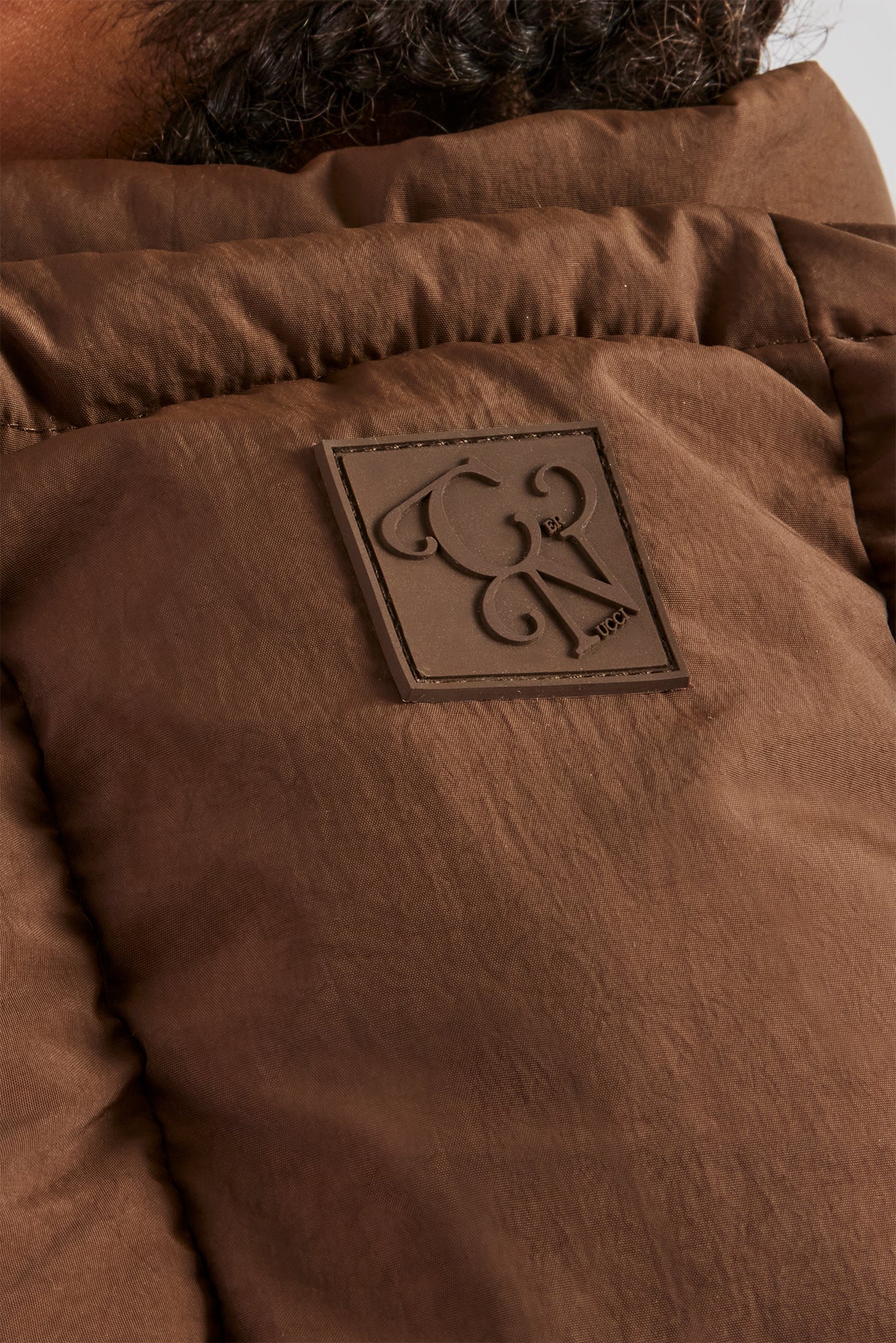 Oversized Hooded Puffer Jacket - Brown - Image 3