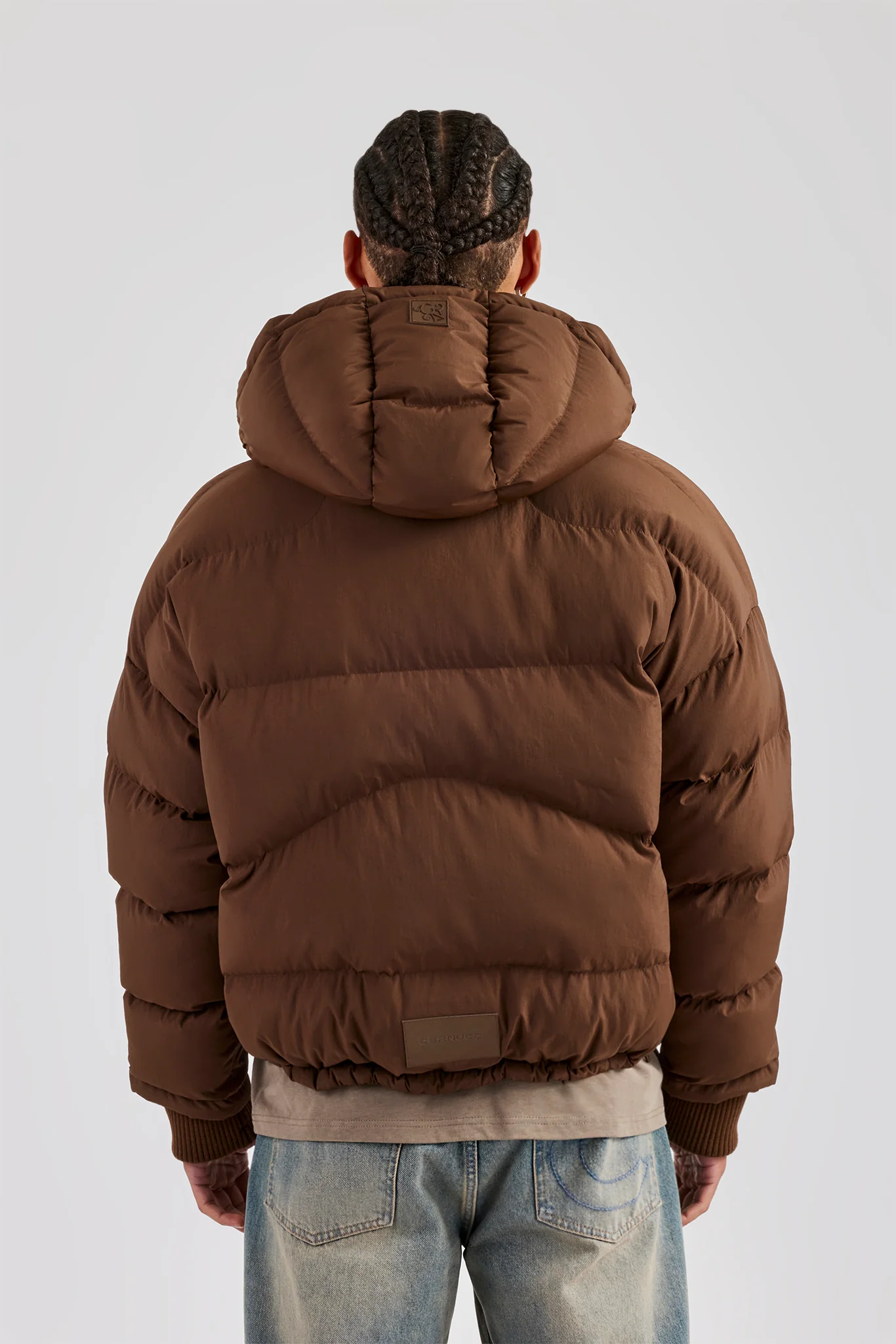 Oversized Hooded Puffer Jacket - Brown - Image 4
