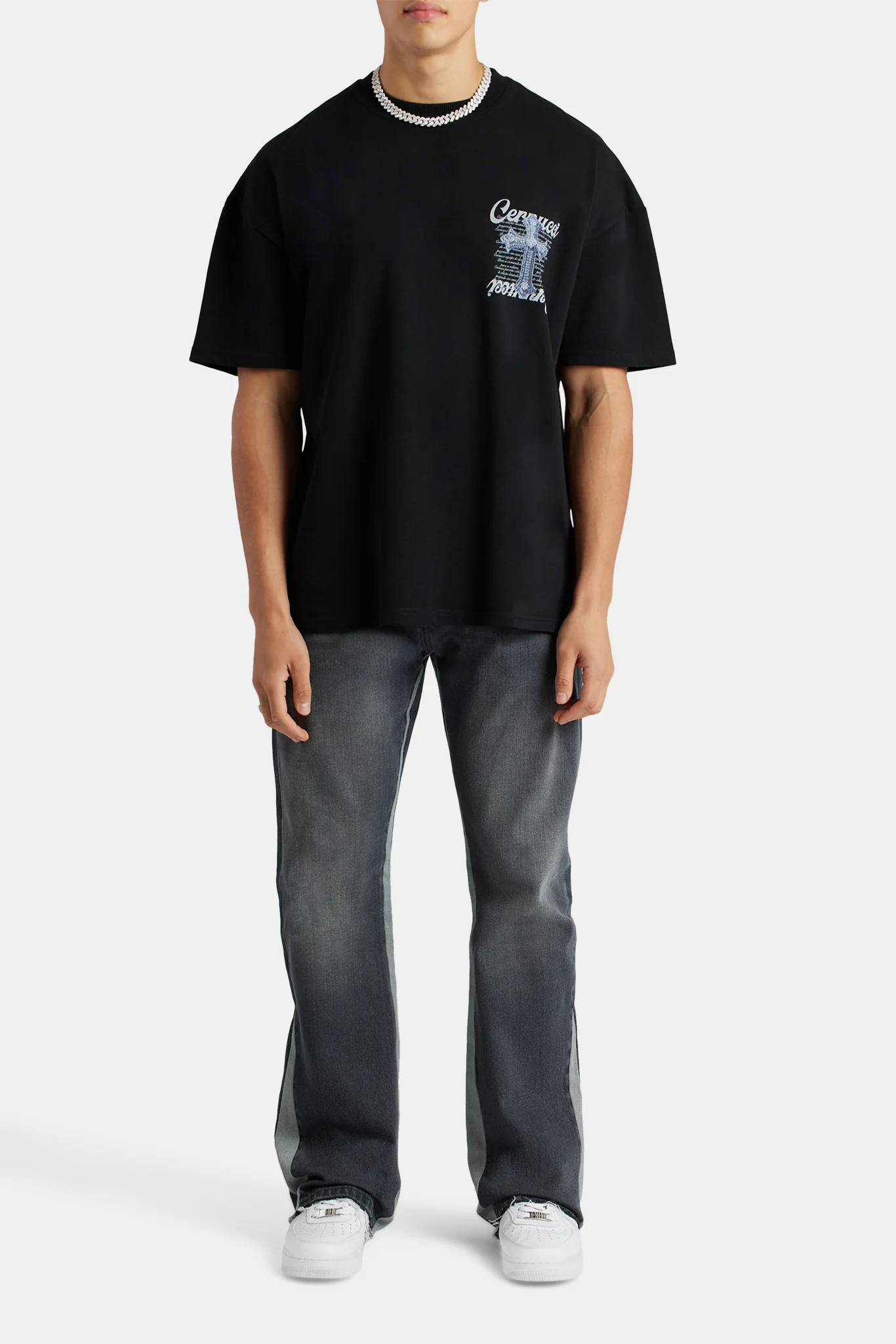 Oversized Iced Cross Graphic T-Shirt - Black - Image 2