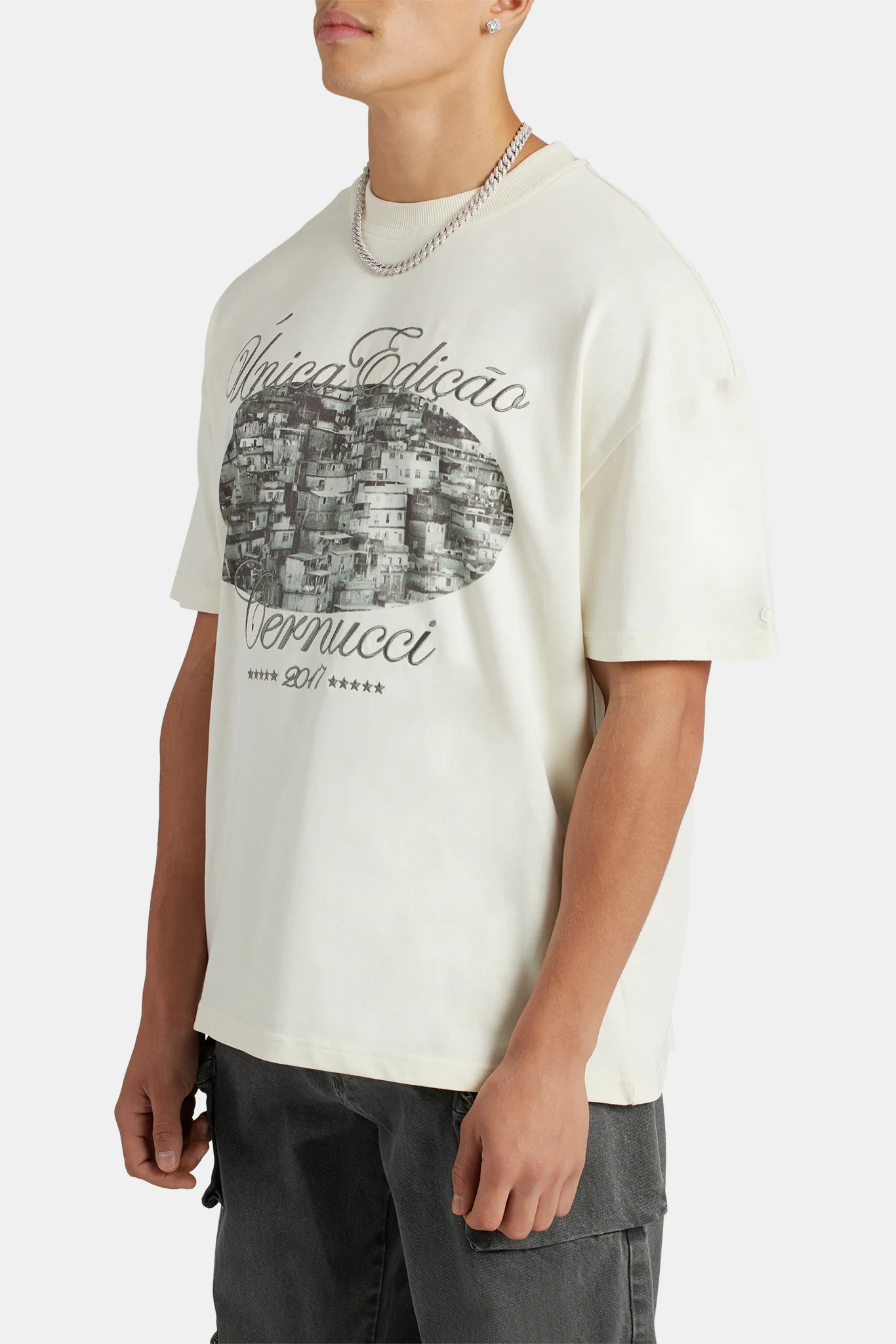 Oversized Favela Graphic T-Shirt - Ecru - Image 3