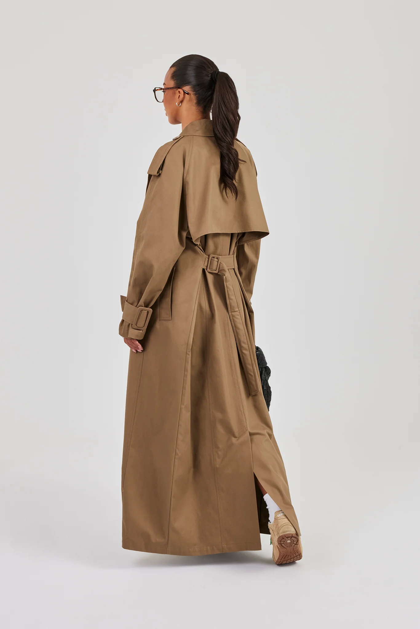 Oversized Maxi Trench Coat - Beige - Image 4