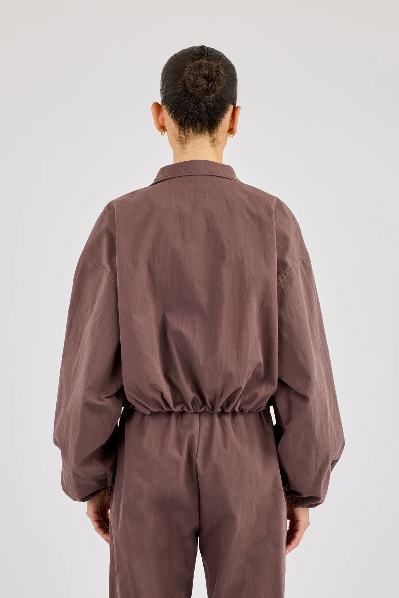 Nylon Track Jacket - Dark Brown - Image 4