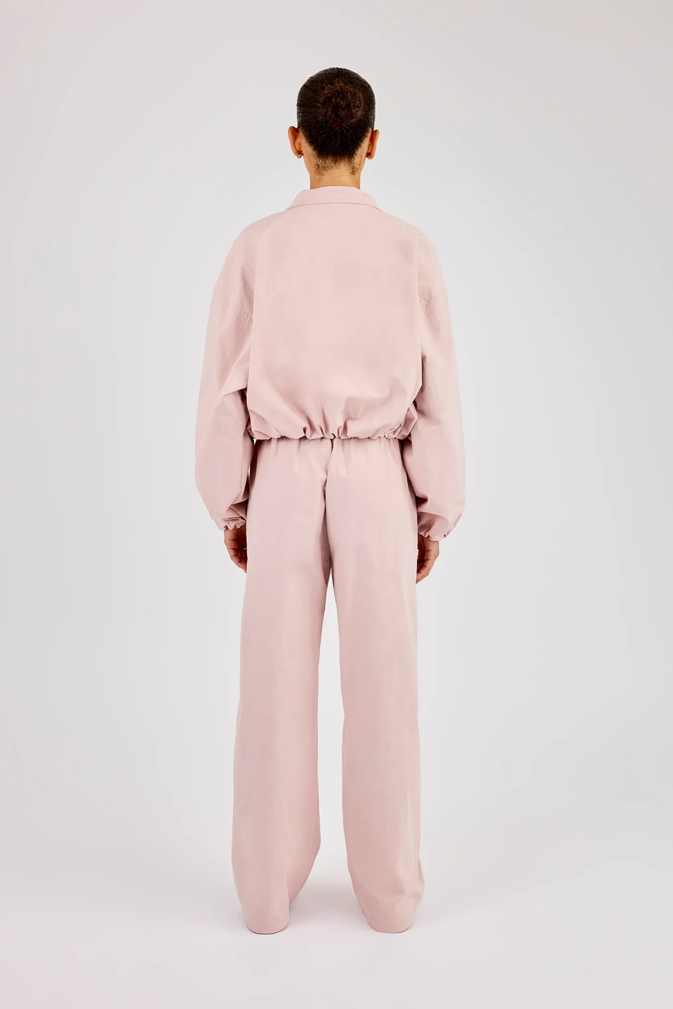 Nylon Track Jacket & Waistband Detail Jogger - Light Pink - Image 4
