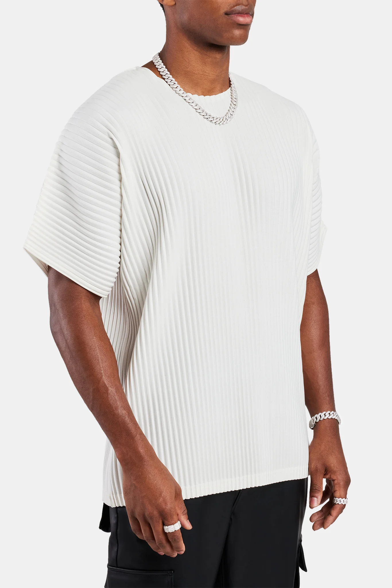 Oversized Pleated T-Shirt - Off White - Image 4