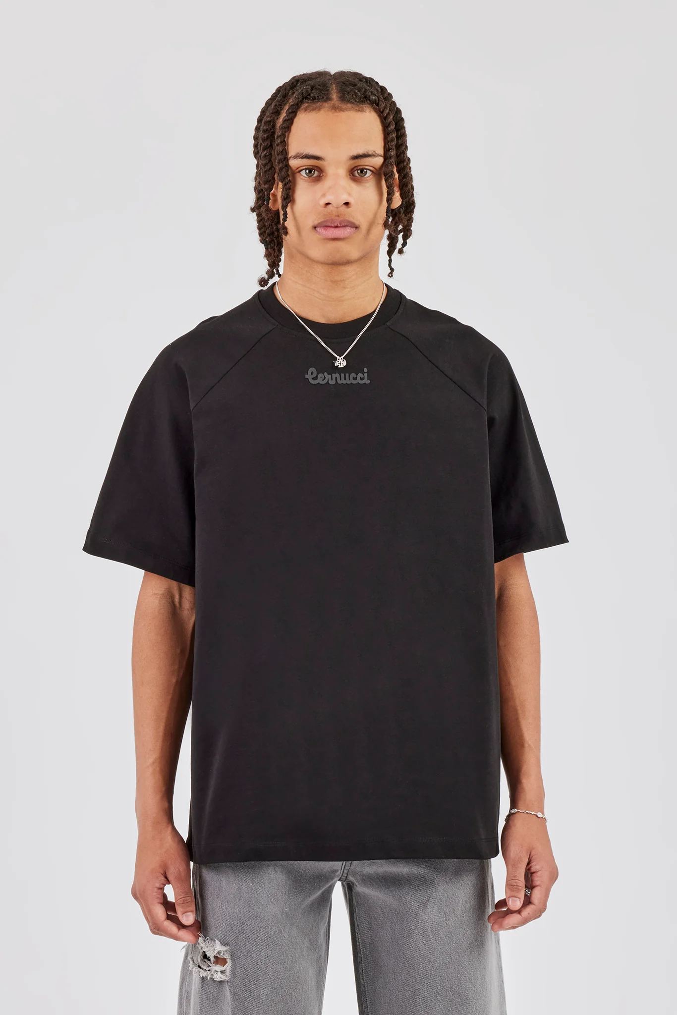 Oversized Raglan Logo T-Shirt - Black