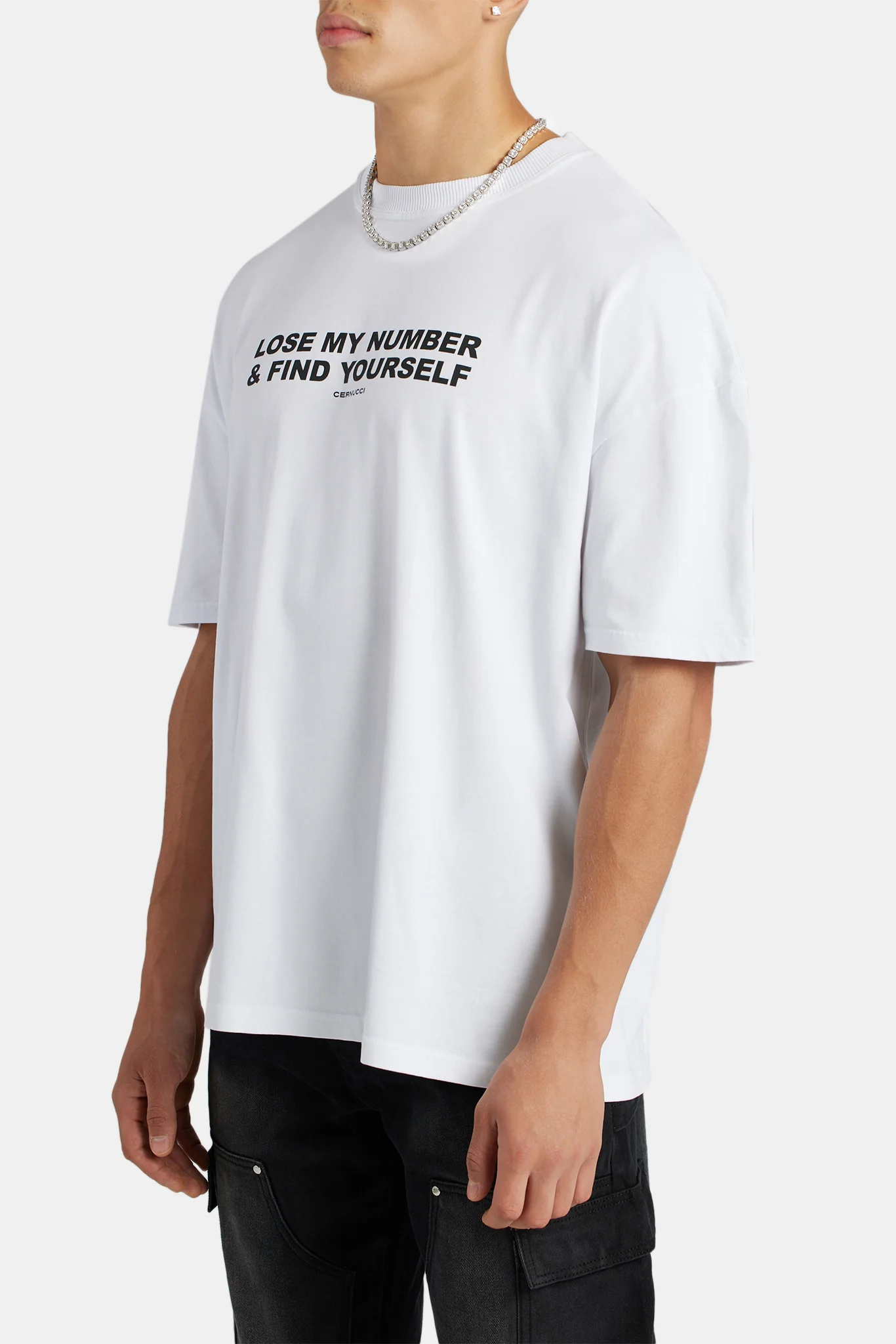 Oversized Slogan Print T-Shirt - White - Image 4