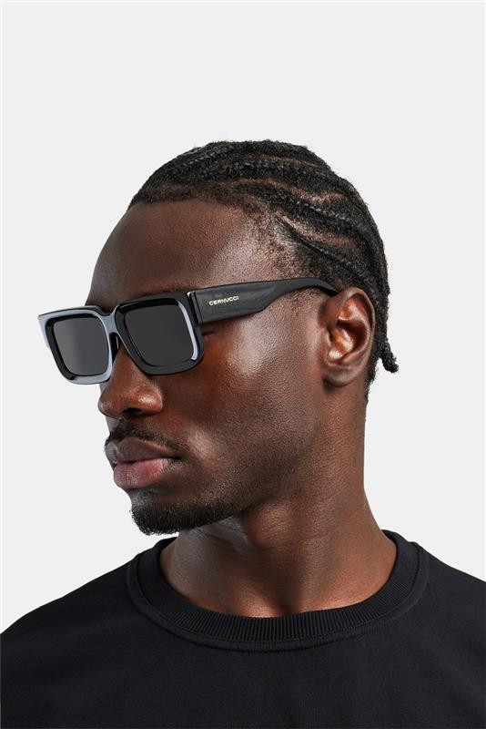Oversized Thick Frame Acetate Sunglasses - Black - Image 2