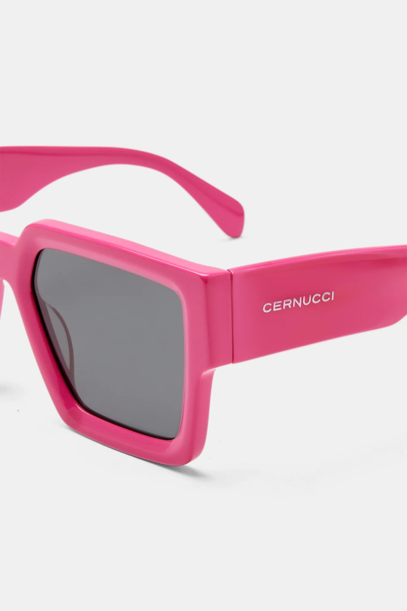 Oversized Thick Frame Acetate Sunglasses - Hot Pink - Image 3