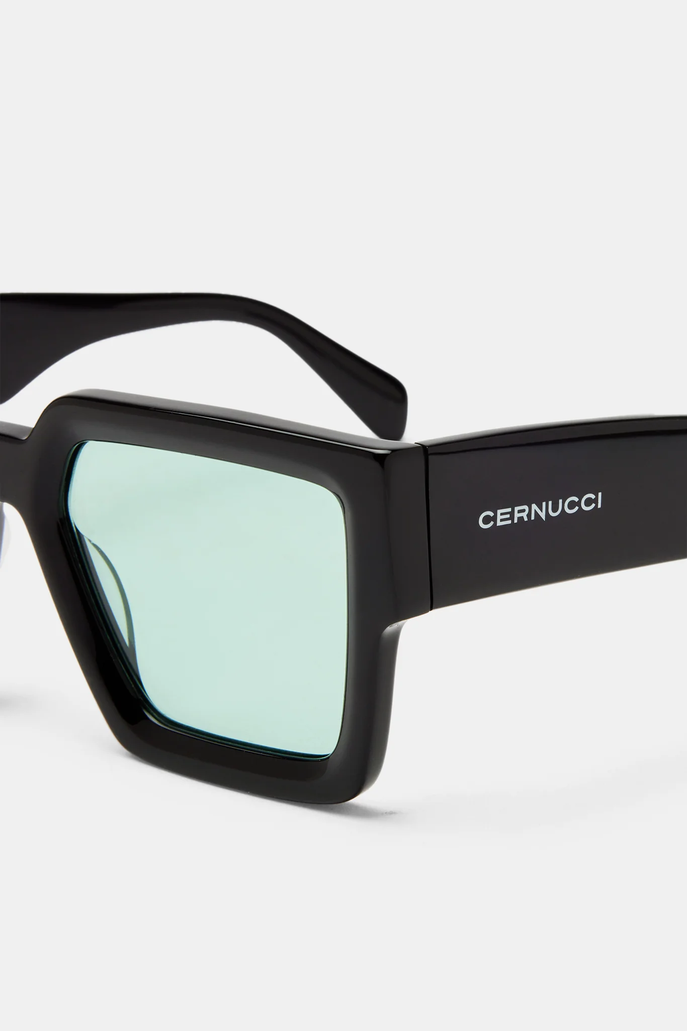 Oversized Thick Frame Green Acetate Sunglasses - Black - Image 3