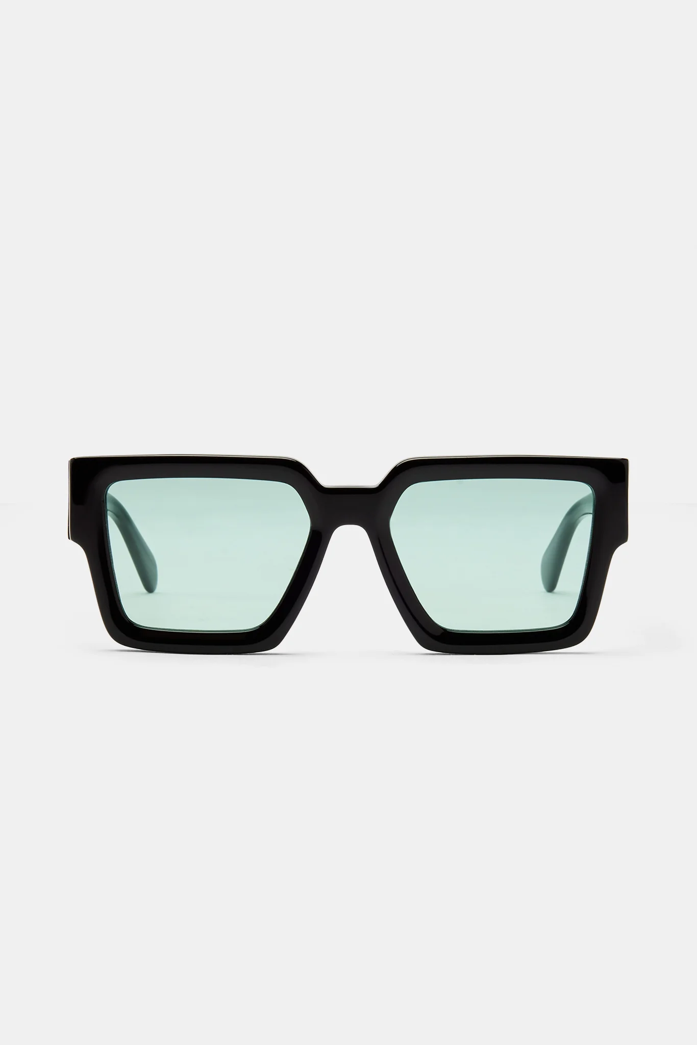 Oversized Thick Frame Green Acetate Sunglasses - Black - Image 5