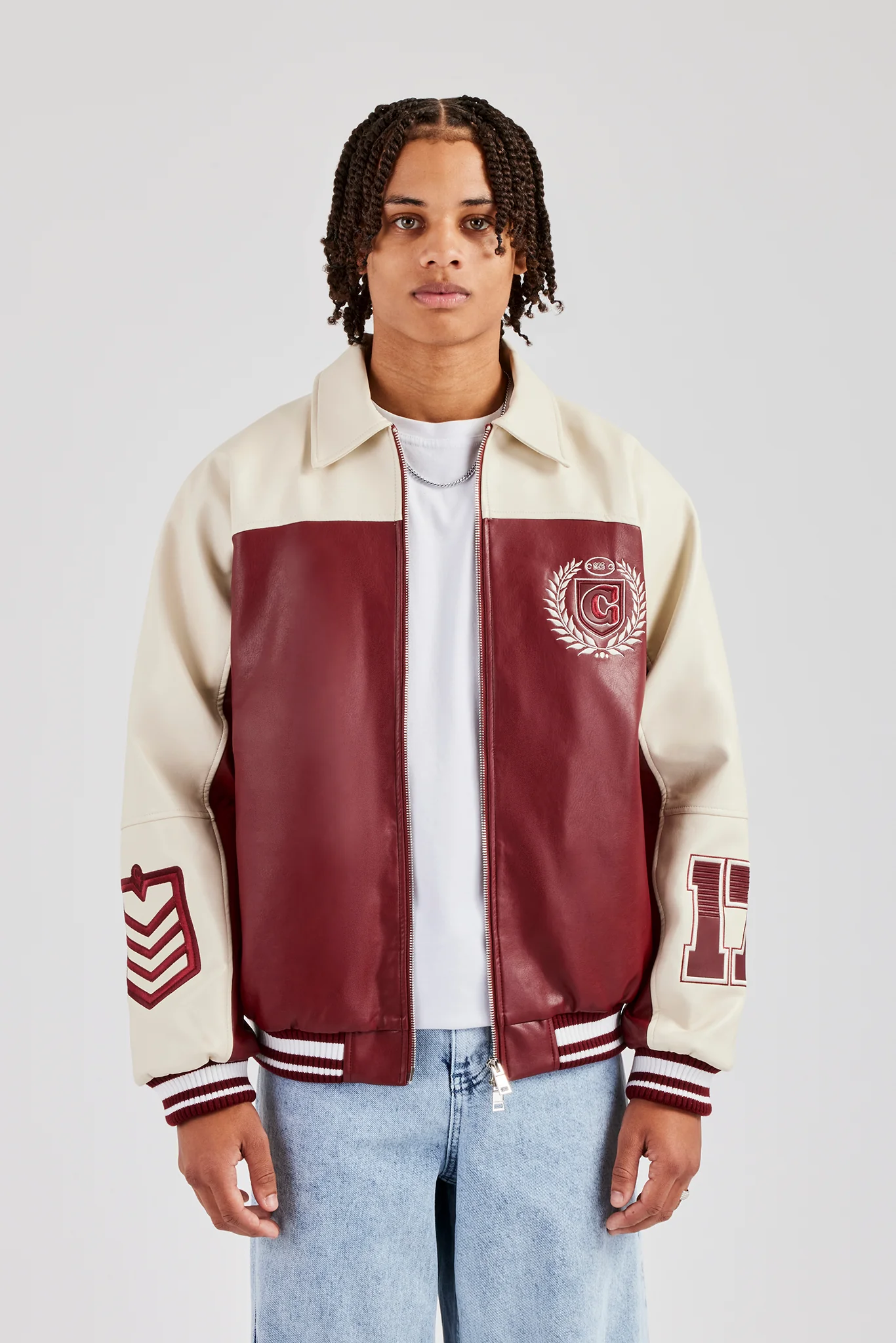 Oversized Vintage Bomber Jacket - Red - Image 2