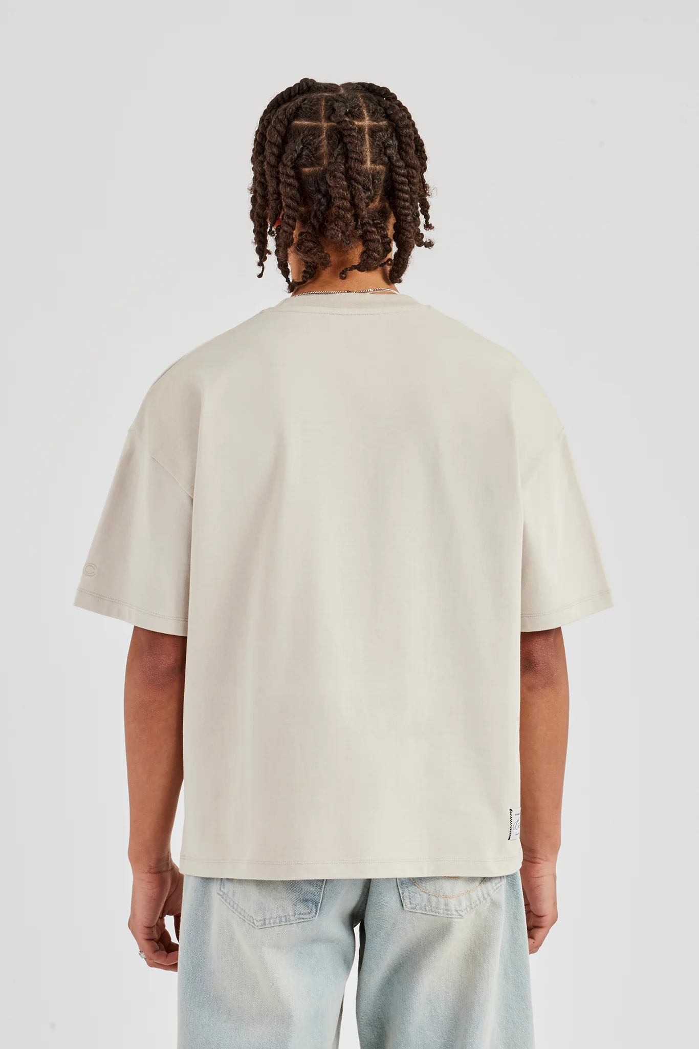 Oversized Washed Logo Embroidered T-Shirt - Washed Stone - Image 3