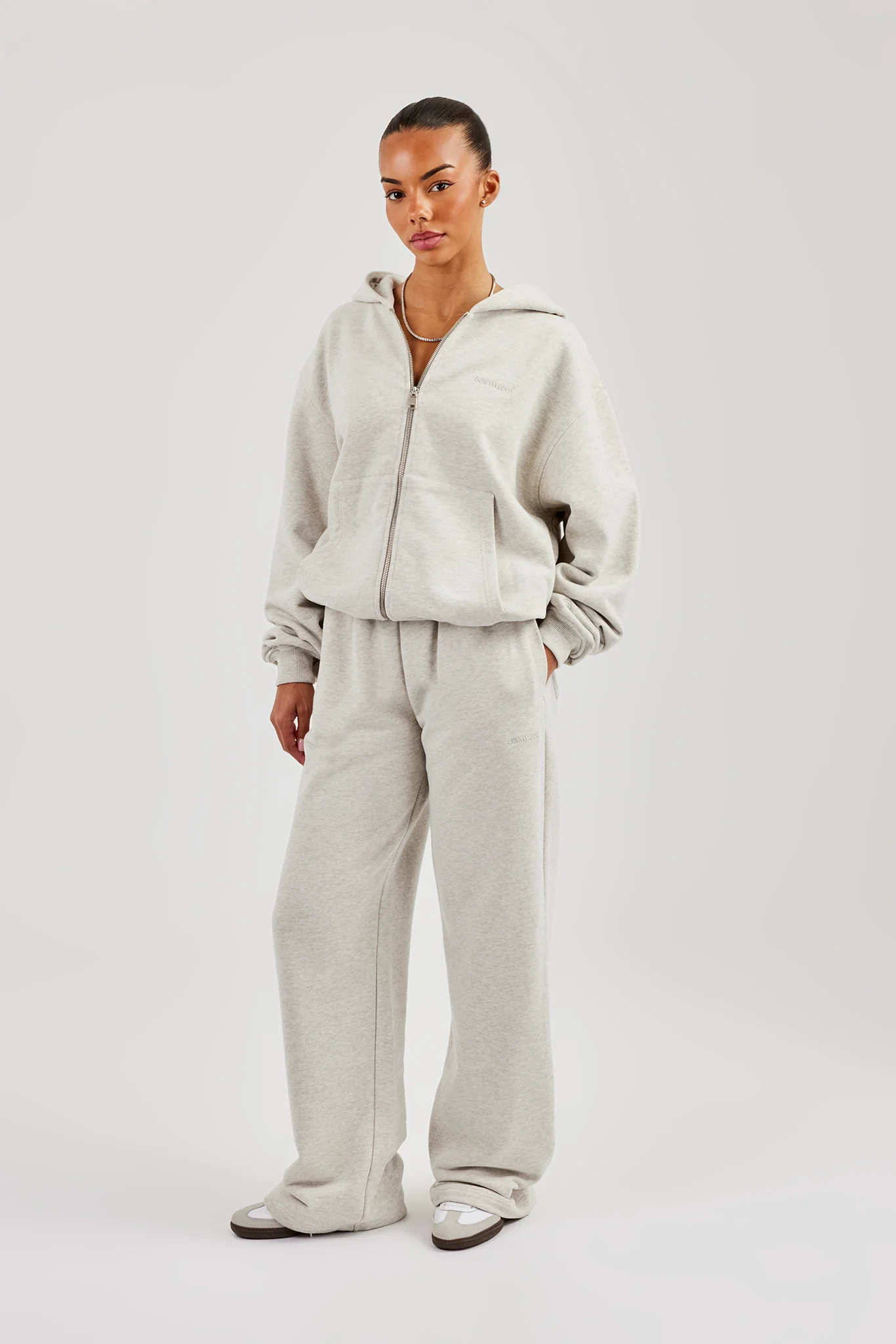 Oversized Zip Through Hoodie - Ash Grey - Image 4