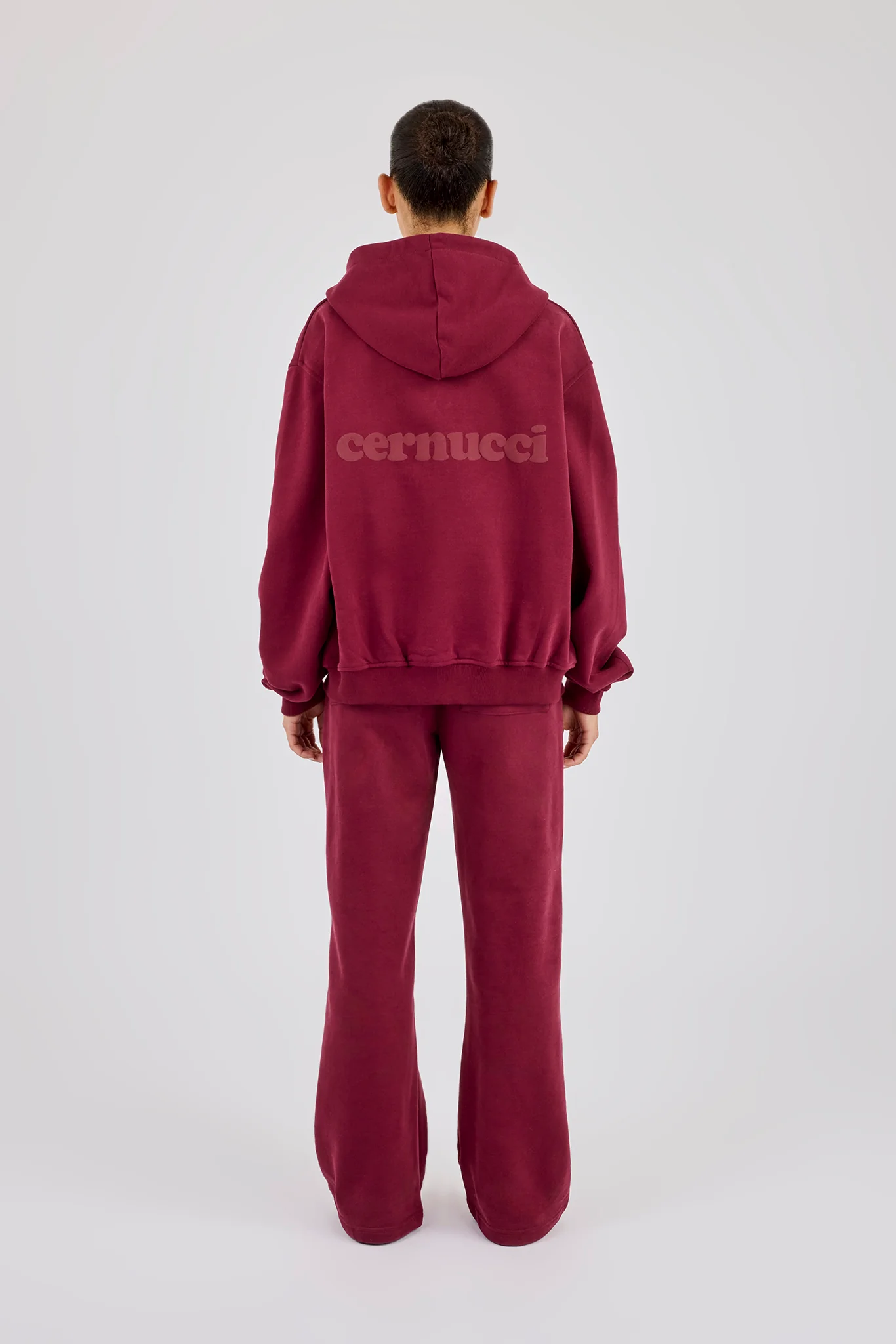 Oversized Zip Through Hoodie & Jogger - Burgundy - Image 4