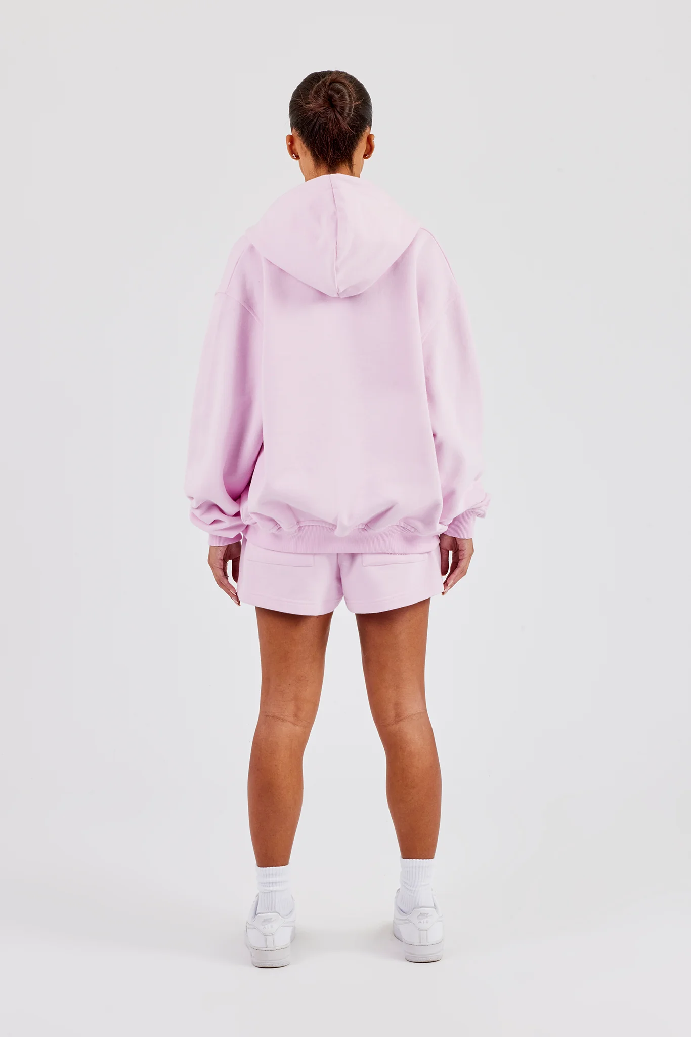 Oversized Zip Through Hoodie & Short - Pink - Image 3
