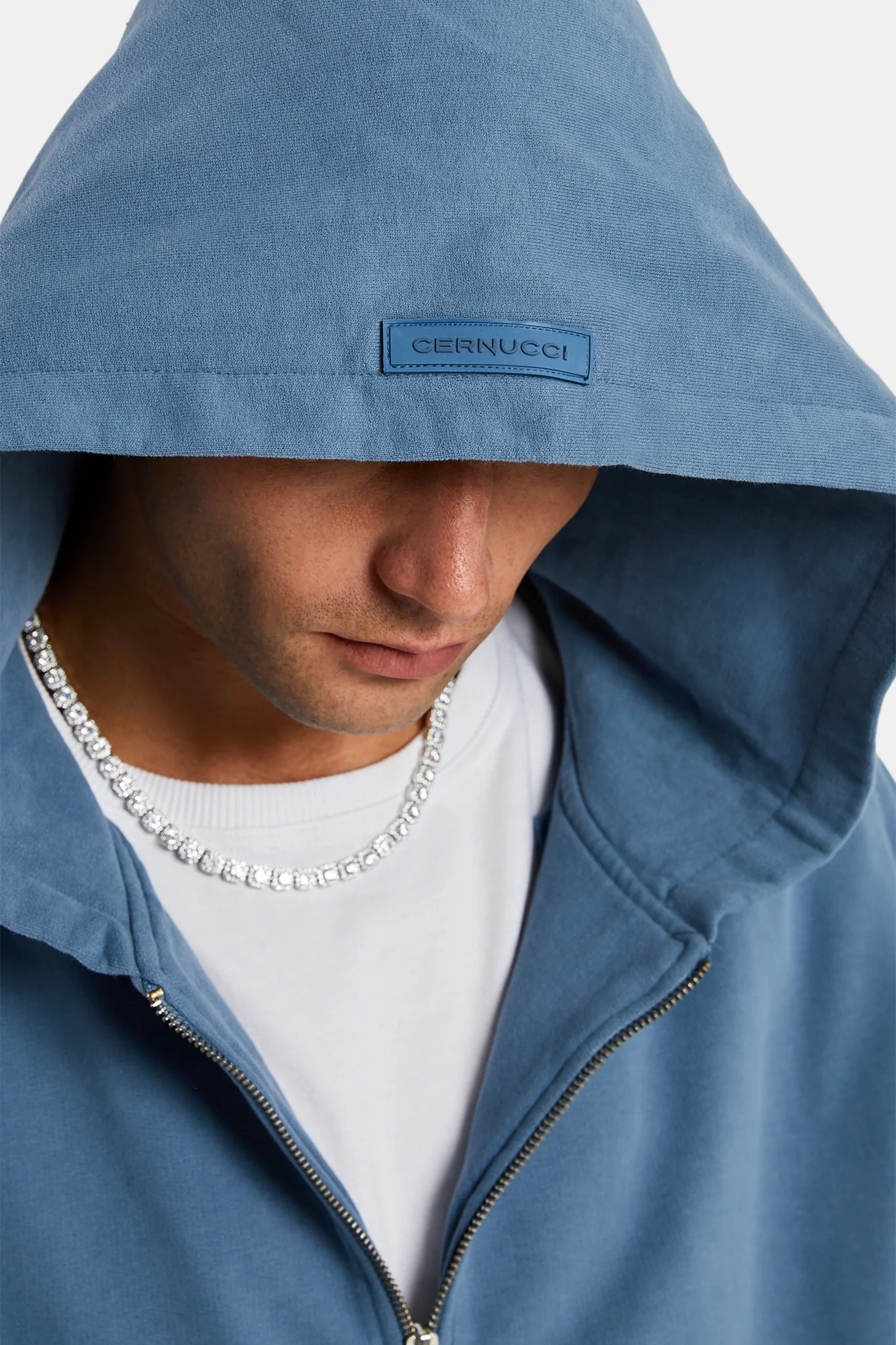 Oversized Zip Through Hoodie - Steel Blue - Image 4