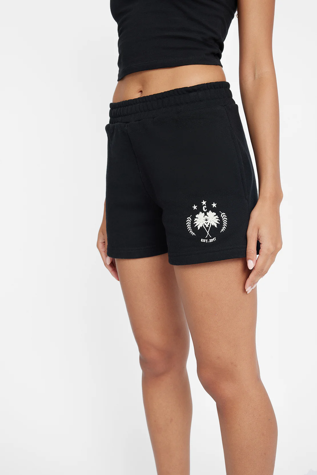 Palm Crest Jersey Shorts - Black - Image 4