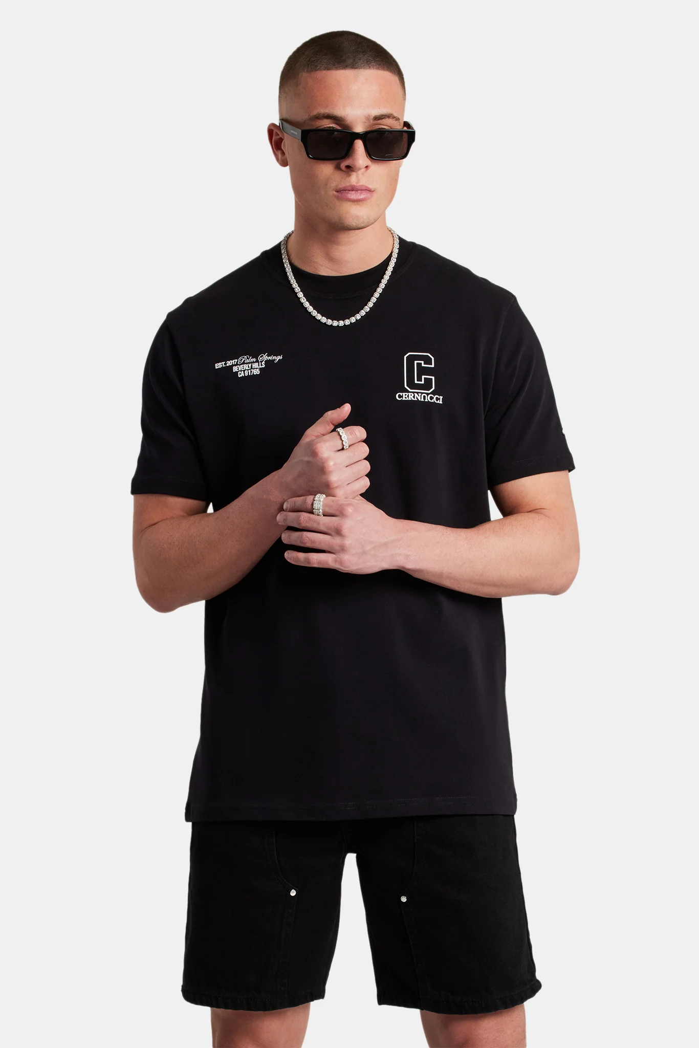 Palm Springs Text T-Shirt - Black - Image 6