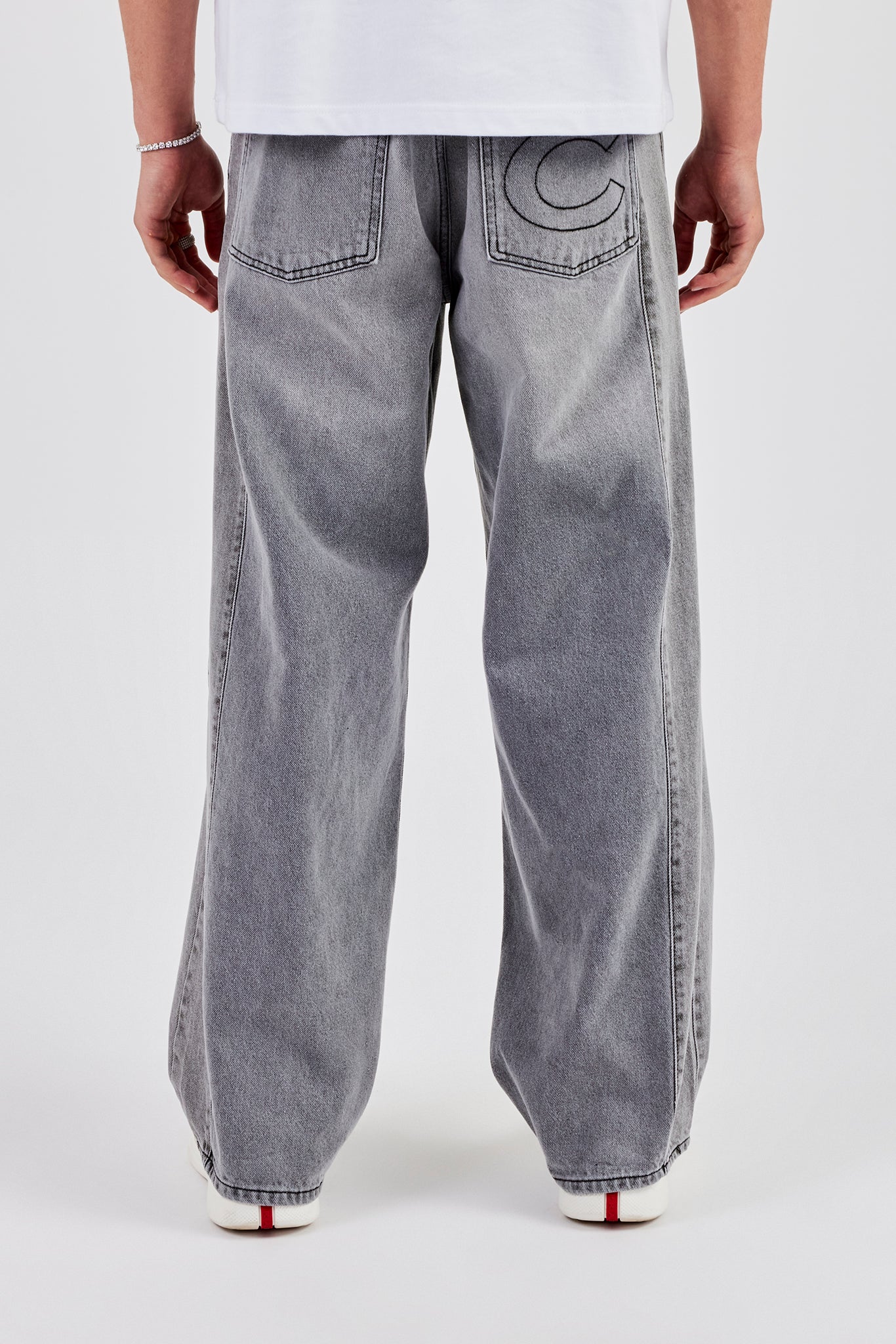 Panelled Baggy Jean - Washed Grey - Image 3