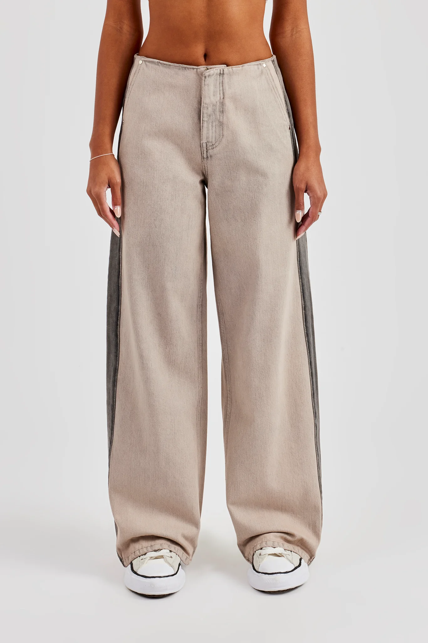 Panelled Baggy Jean - Washed Stone - Image 2
