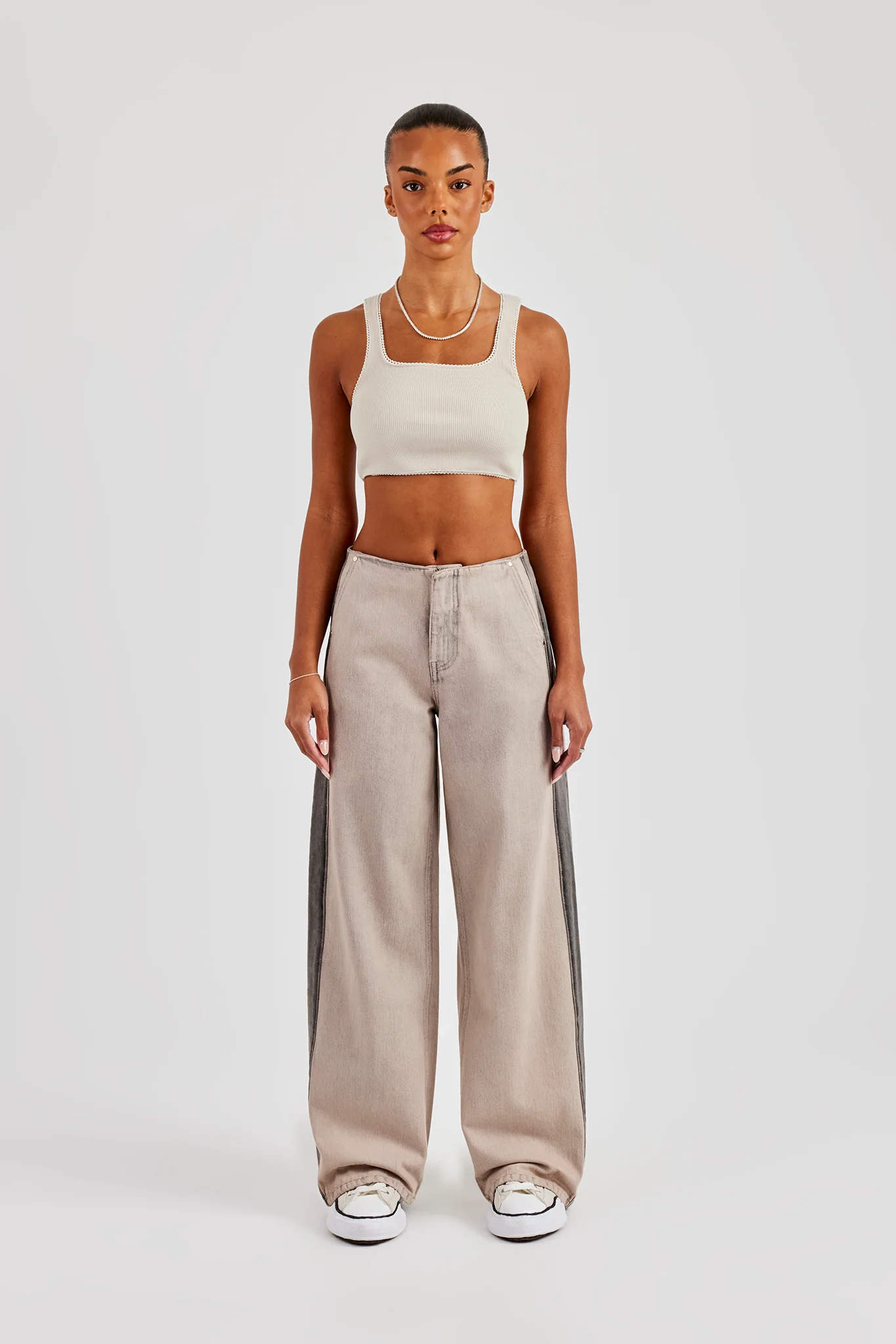 Panelled Baggy Jean - Washed Stone - Image 3