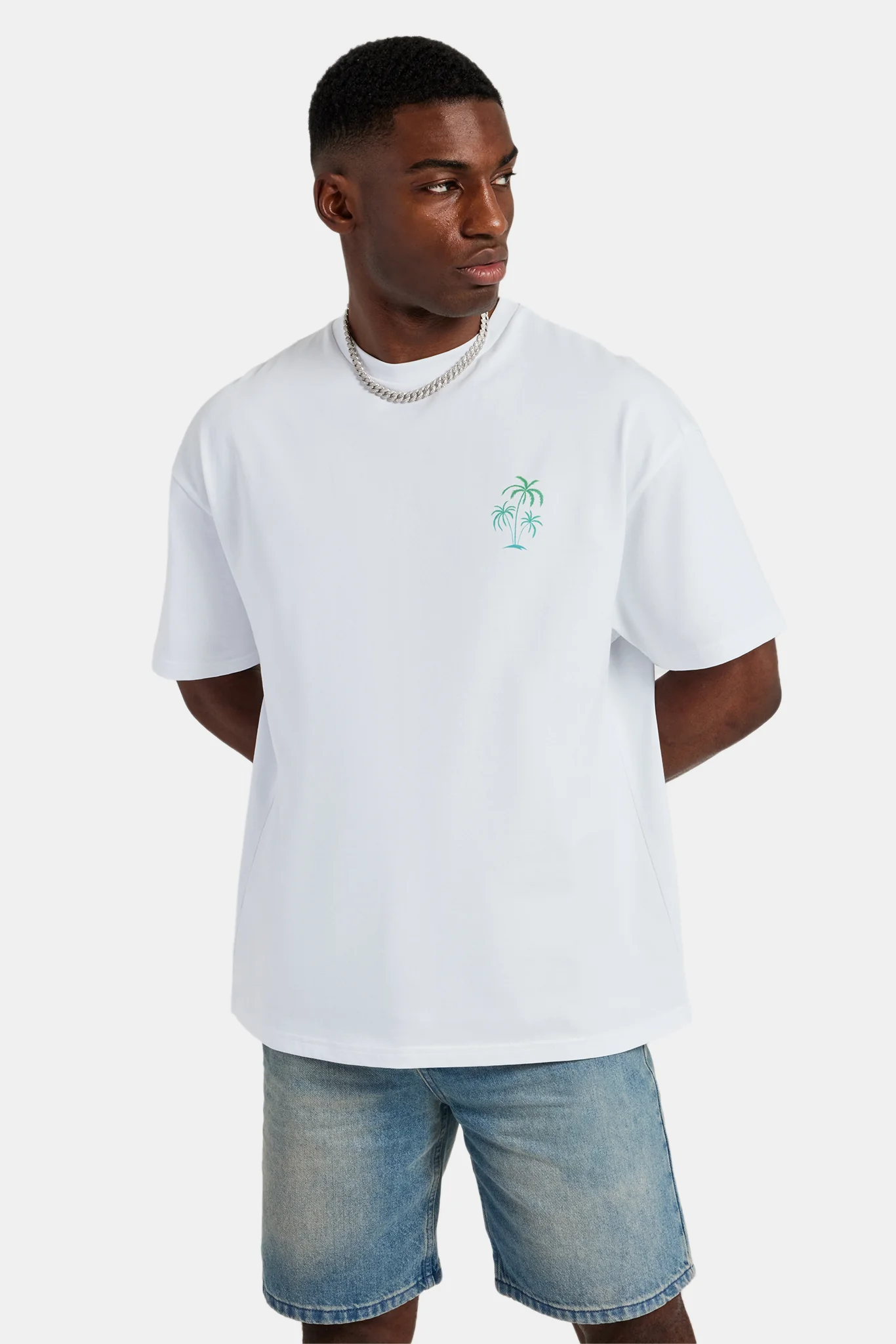 Paraiso Hill Puff Print Oversized T-Shirt - White - Image 2