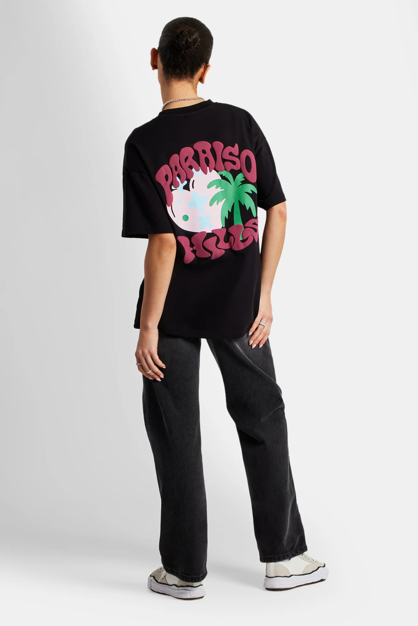 Paraiso Hills Palm Oversized T-Shirt - Black - Image 3