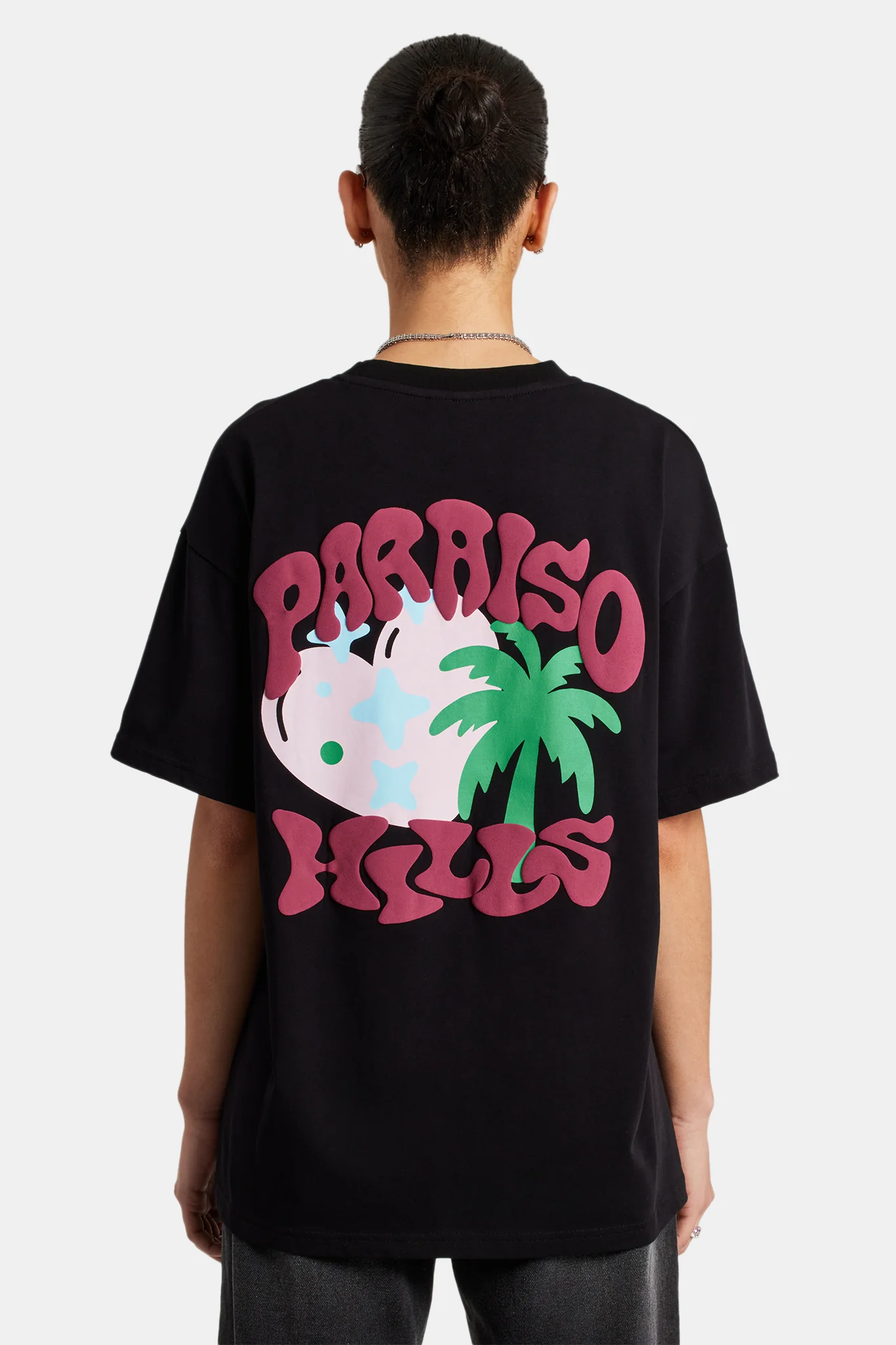 Paraiso Hills Palm Oversized T-Shirt - Black - Image 5