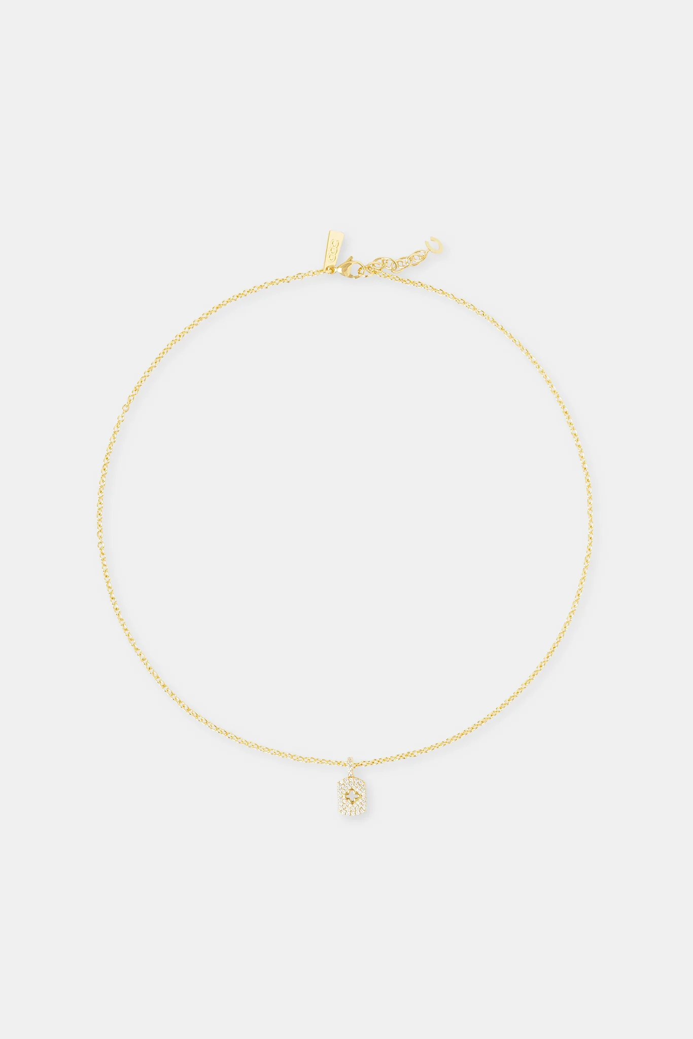 Pave Cut Out Motif Tag Necklace - 15mm - Gold - Image 4