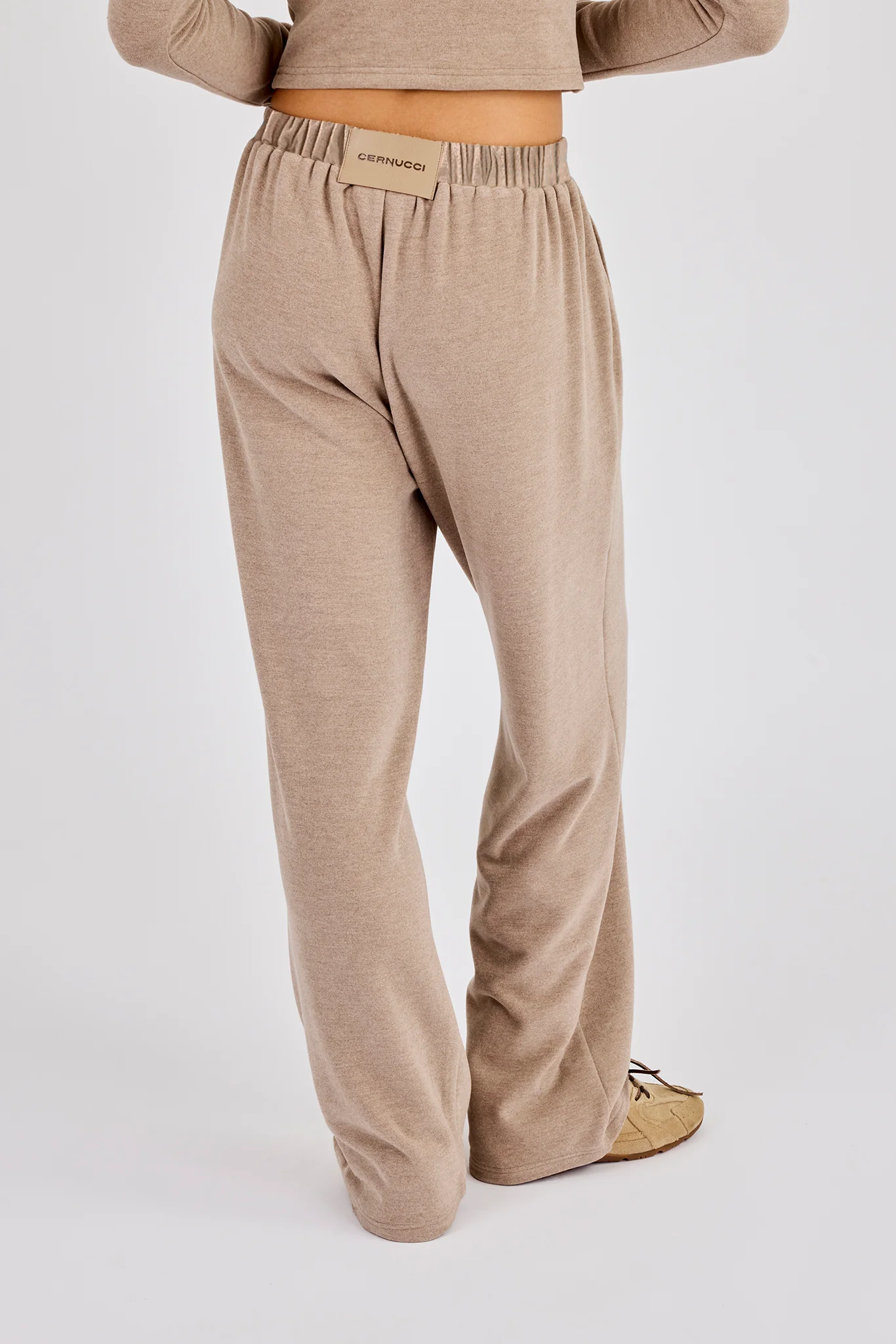 Peached Soft Touch Button Detail Trouser - Taupe - Image 4