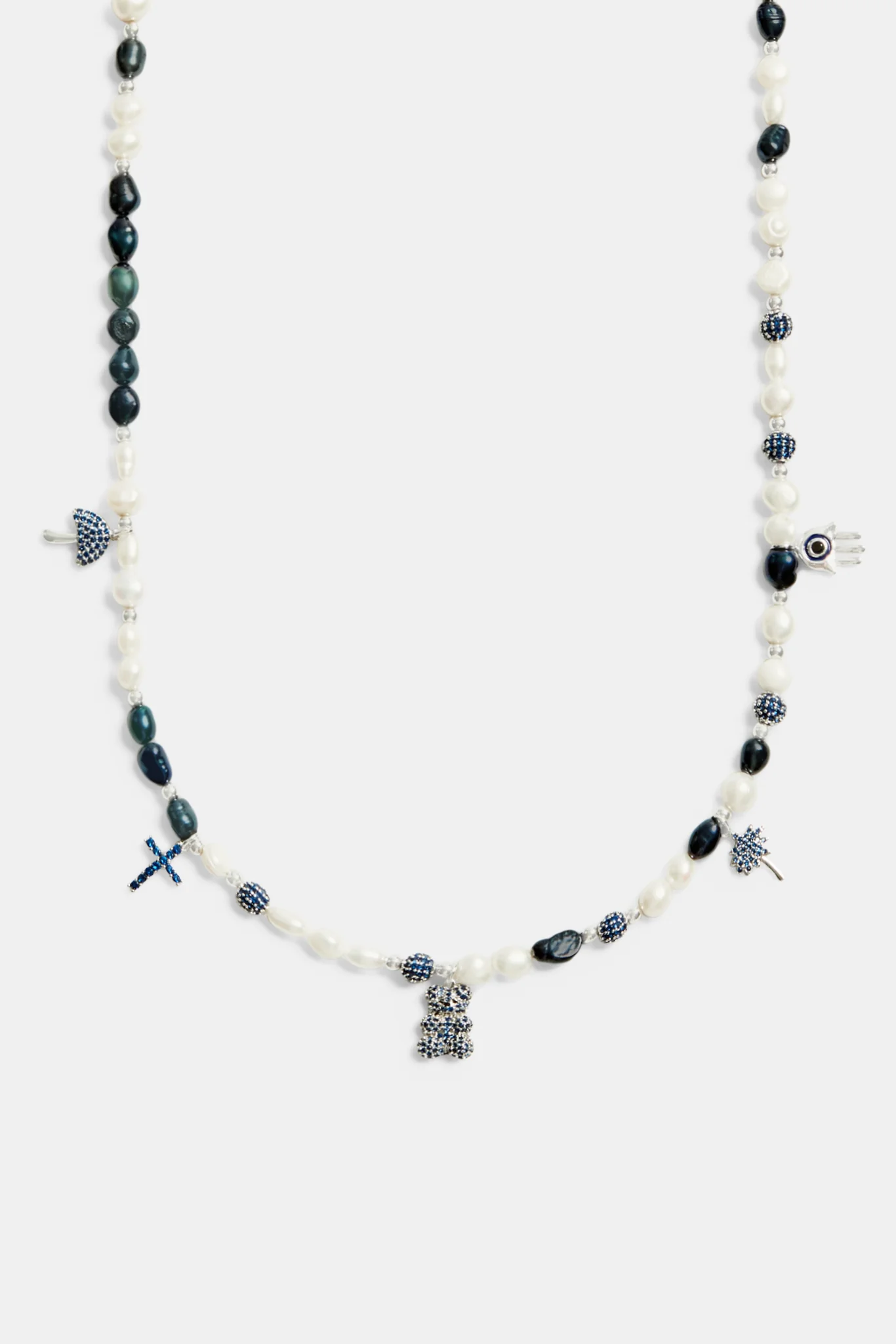 Pearl And Iced Blue Motif Necklace - Image 2