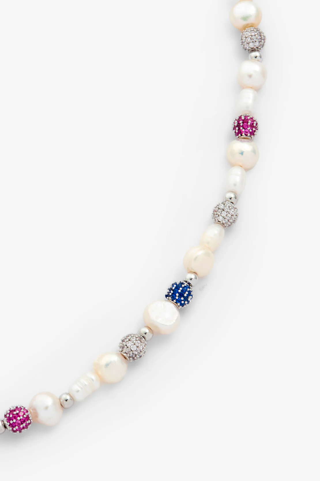 Pearl And Iced Multi Colour T Bar Necklace - Image 3