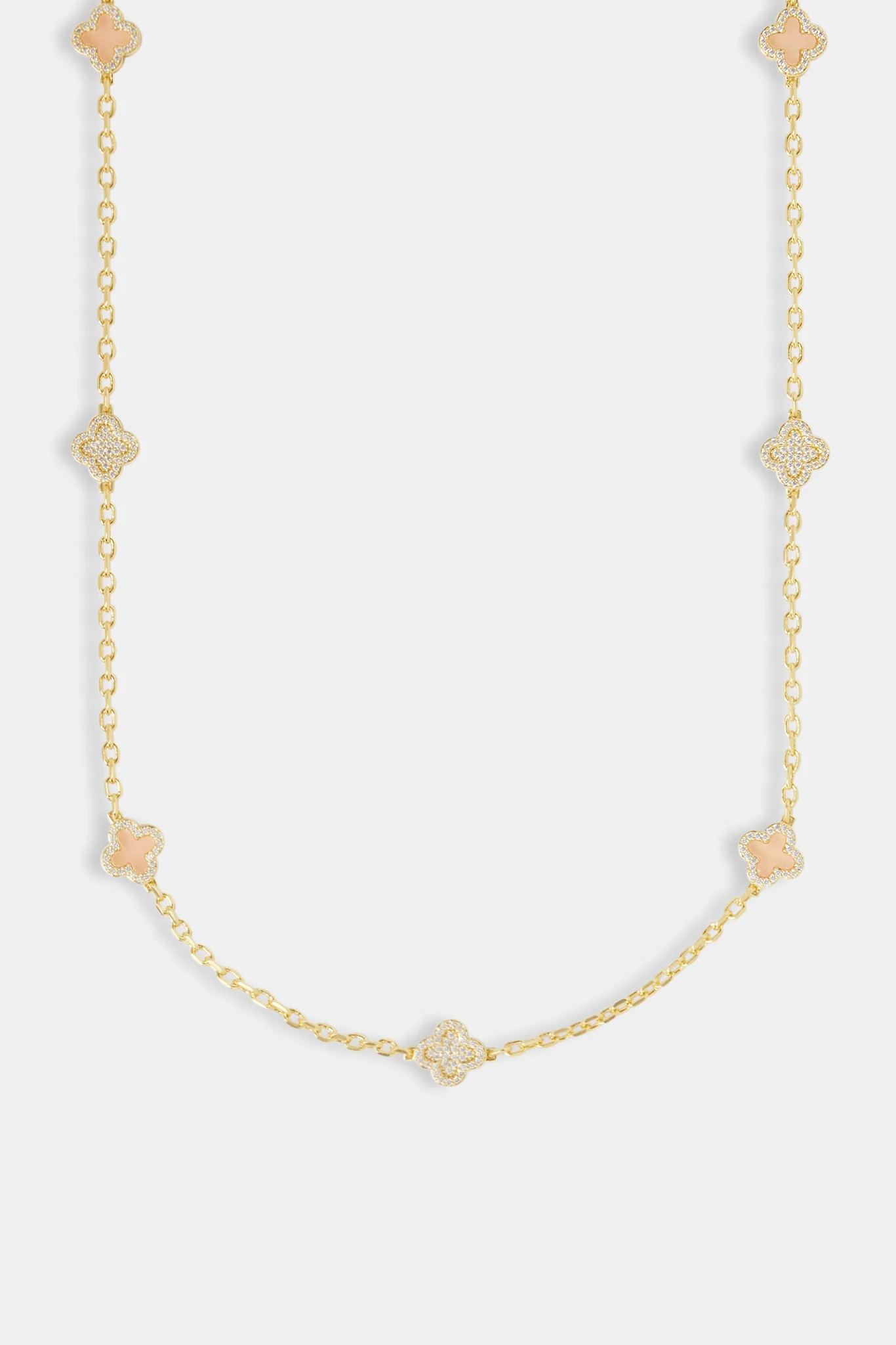 Pink Agate & Iced Motif Rolo Chain - 10mm