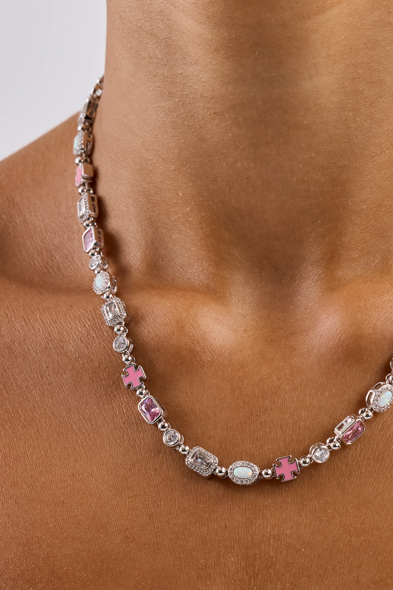 Pink & Clear Multi Gemstone Chain - 6mm - Image 2